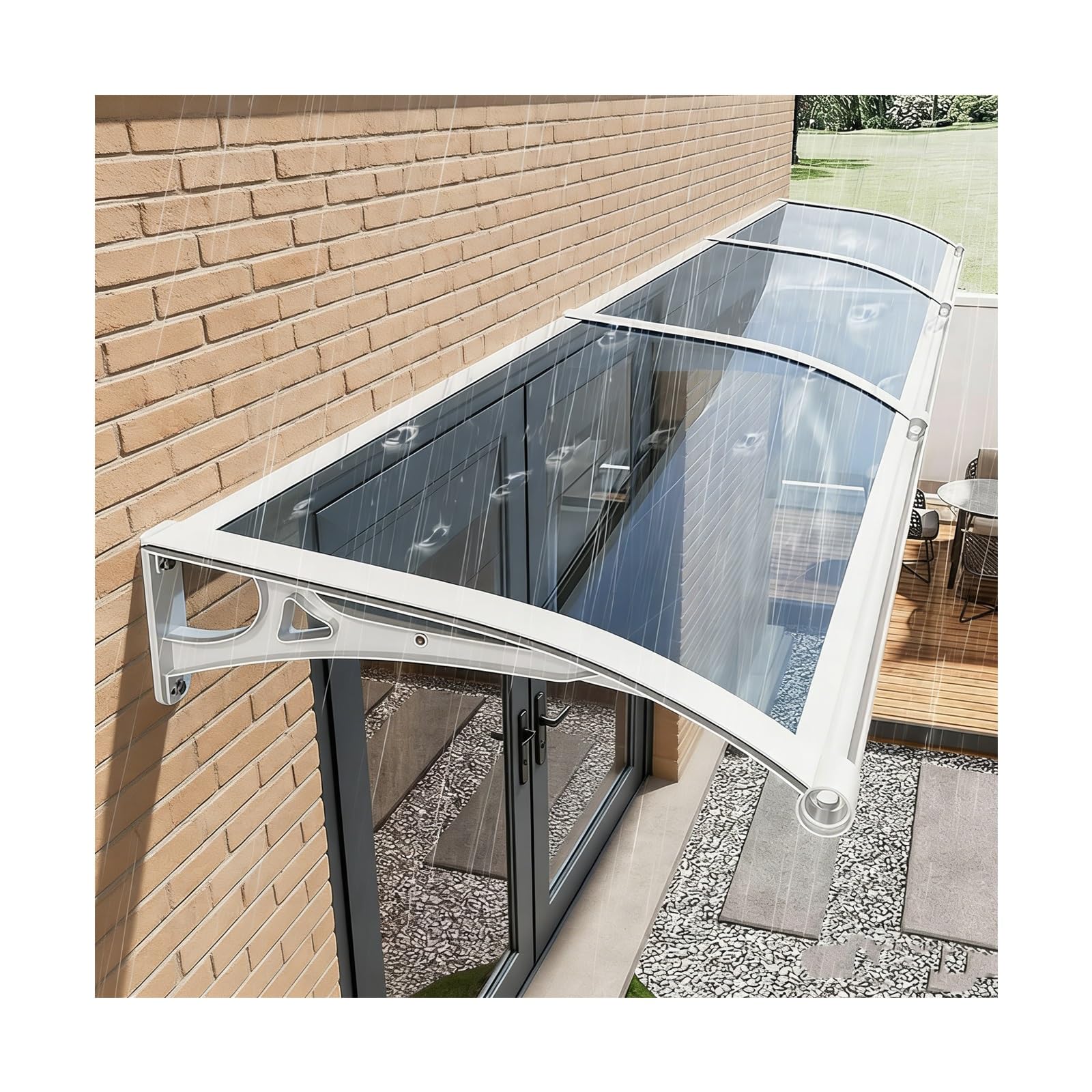 Abri UV et pluie pour entrée de maison et aménagement de patio moderne