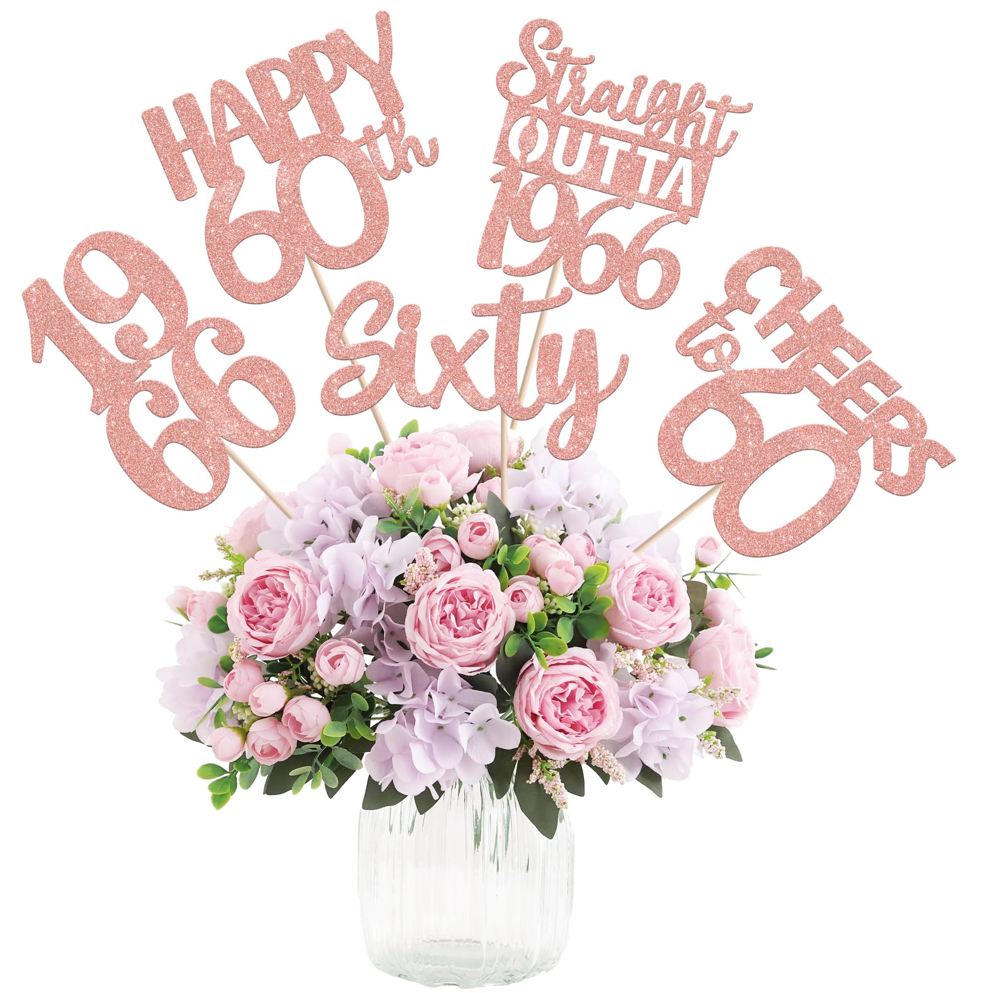 15 PCS 60th Birthday Centerpiece Sticks Sixty Happy 60th Straight Outta 1966 Table Flower Centerpieces Sticks Cheers to 60 Floral Decorations for 60th