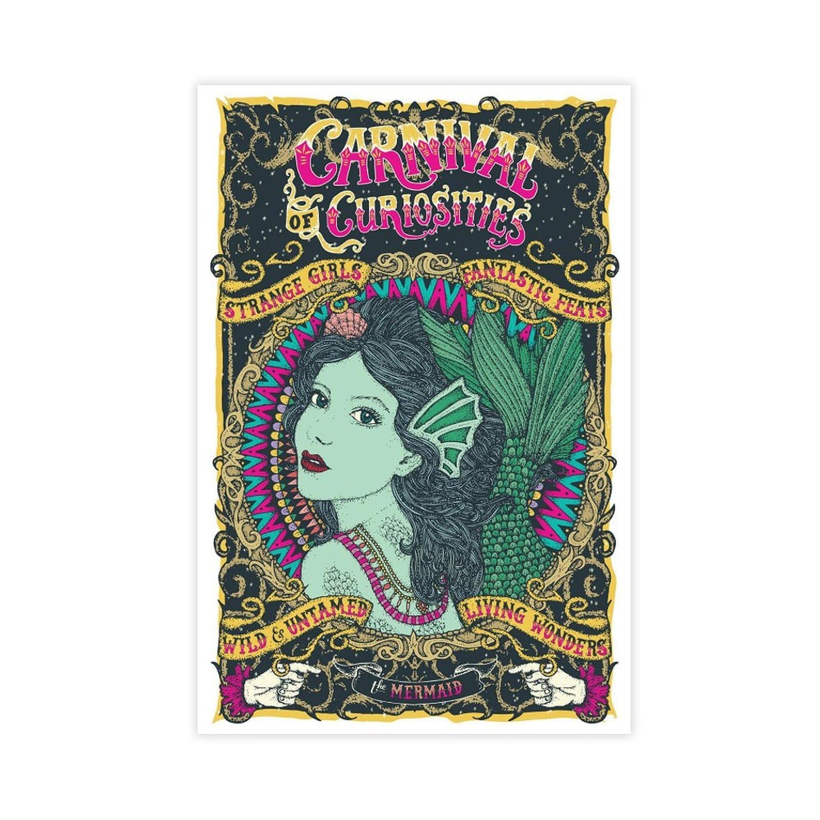 Qzfncoyu Vintage Circus Mermaid Poster Canvas Poster Bedroom Decor Landscape Office Room Decor Gift 08X12inch(20X30cm)