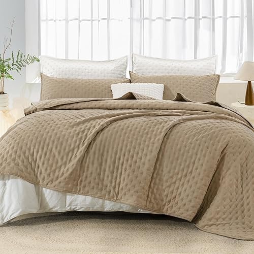 Miniatura 6 de Andency Juego de ropa de cama de tamaño California King (112 x 104 pulgadas), colcha de 3 piezas suave y ligera, edredón bohemio de verano