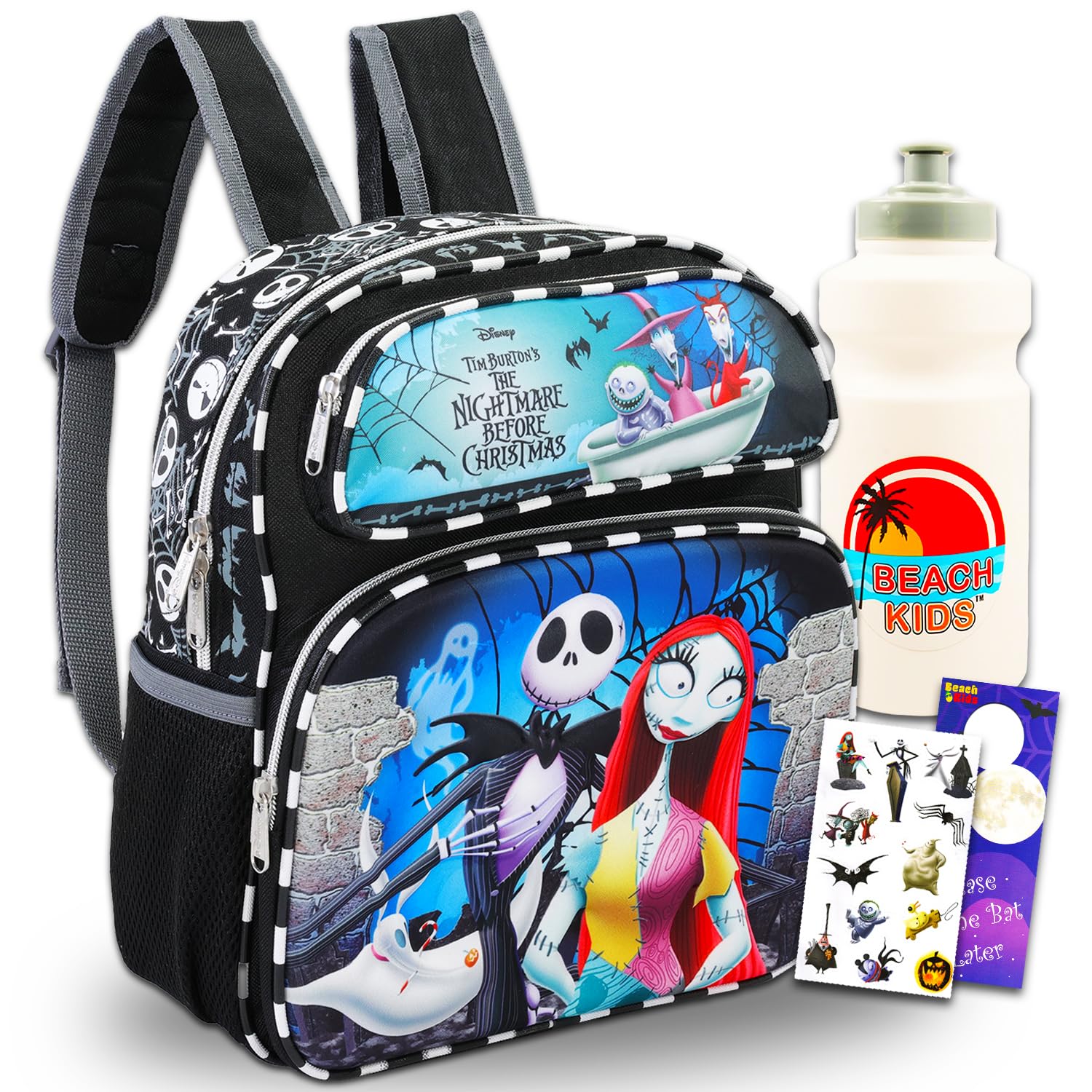 Nightmare Before Christmas Mini Backpack Set - Bundle 12” Jack Skellington Backpack, Stickers, Water Bottle | School Supplies for Kids, Teens & Adults