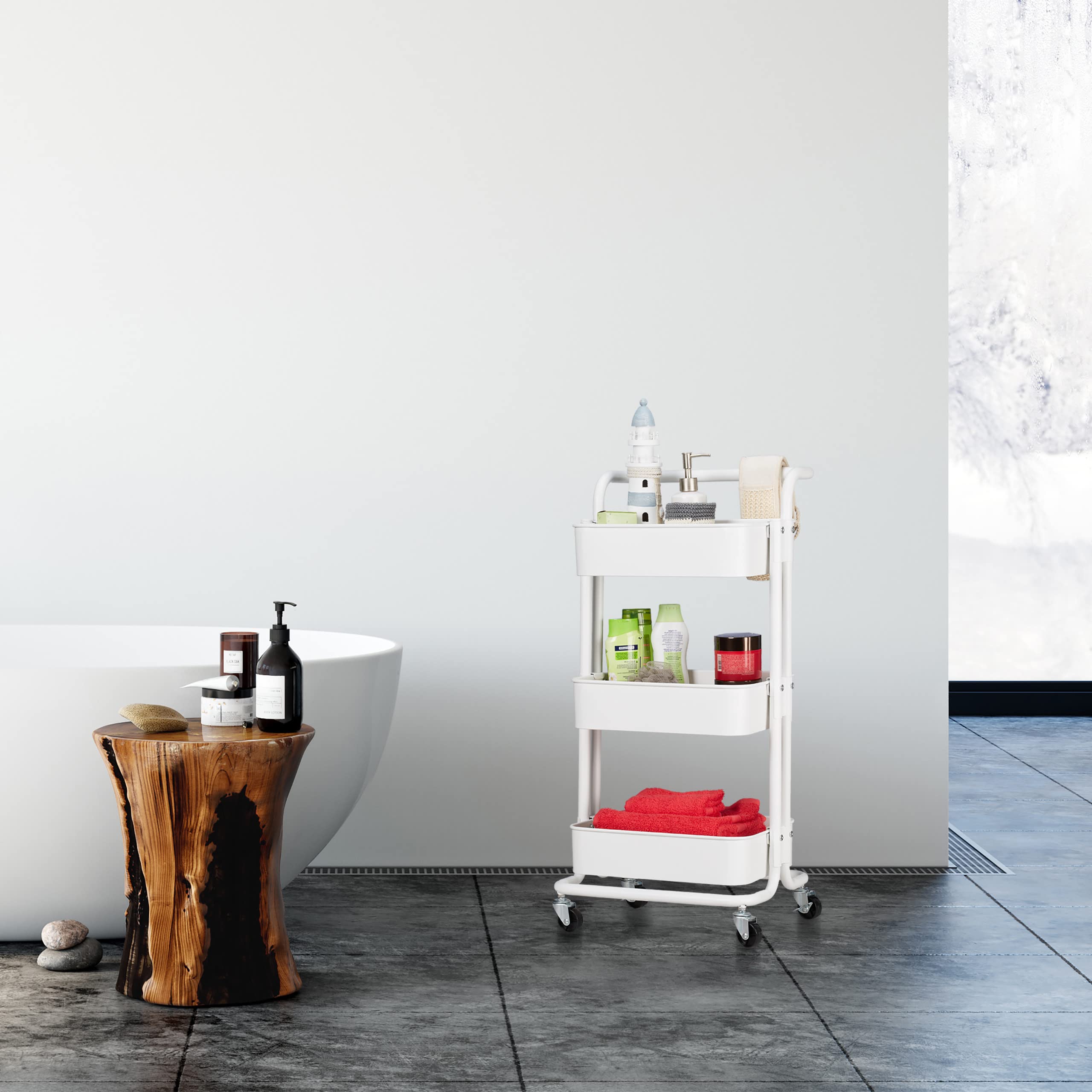 Carrello Portaoggetti Relaxdays 3 Ripiani Con Ruote - Verde, 86x42.5x36 Cm, Per Cucina, Bagno, Ufficio - Foto 5