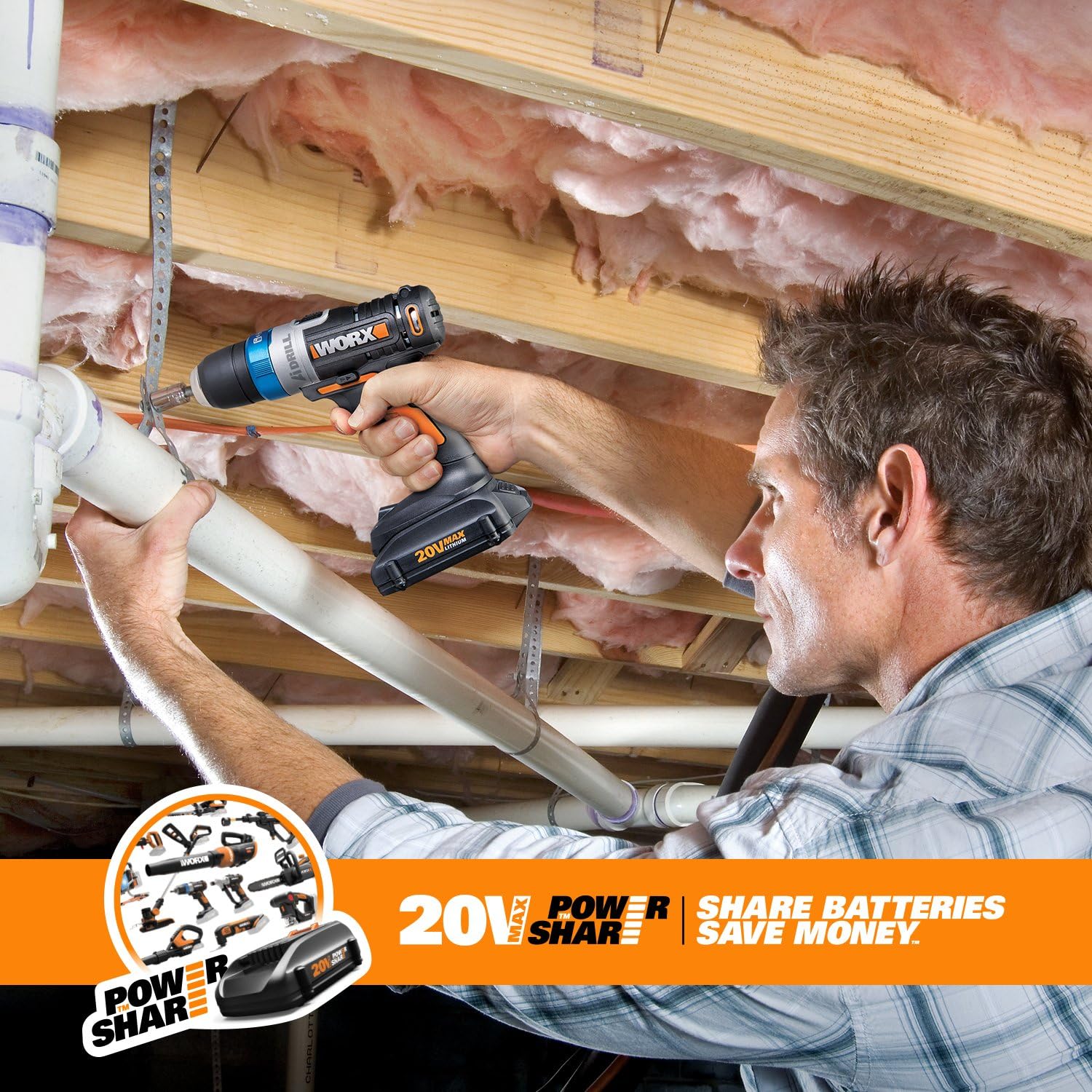 Top Brands WORX Advanced Intelligence (Ai) 20V Cordless Drill with Pulse Assist, Bitlock, & Safedrive Technology – WX178L One-Day Sale: Up to 40% Off WORX Advanced Intelligence (Ai) 20V Cordless Drill with Pulse Assist, Bitlock, & Safedrive Technology – WX178L