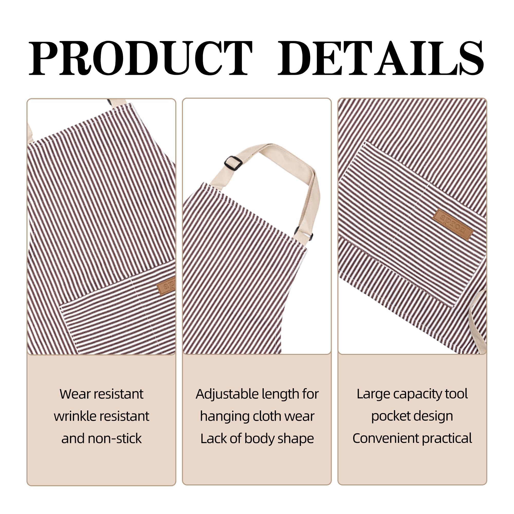 MEKEET 1PCS Kids Apron Gray Kids Aprons for Cooking Apron with 2 Pockets Striped Children Apron Adjustable Polyester Cotton Apron for Kids Painting Chef Apron Suitable for Boys and Girls - Image 3