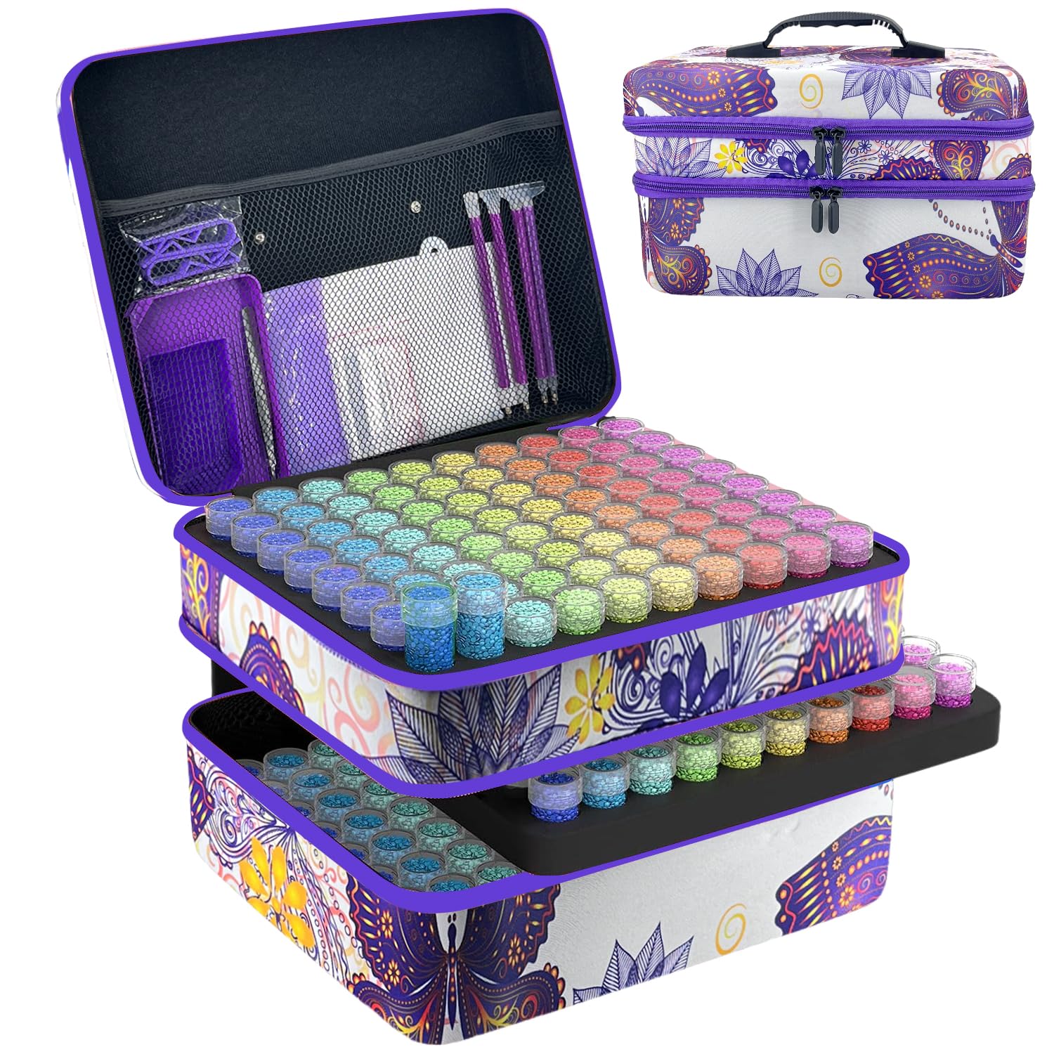 LIRUNQIU Diamond Painting Storage Containers, 240 Slots Diamond Painting Accessories and Tools Organizer for Diamond Art Jewelry Beads