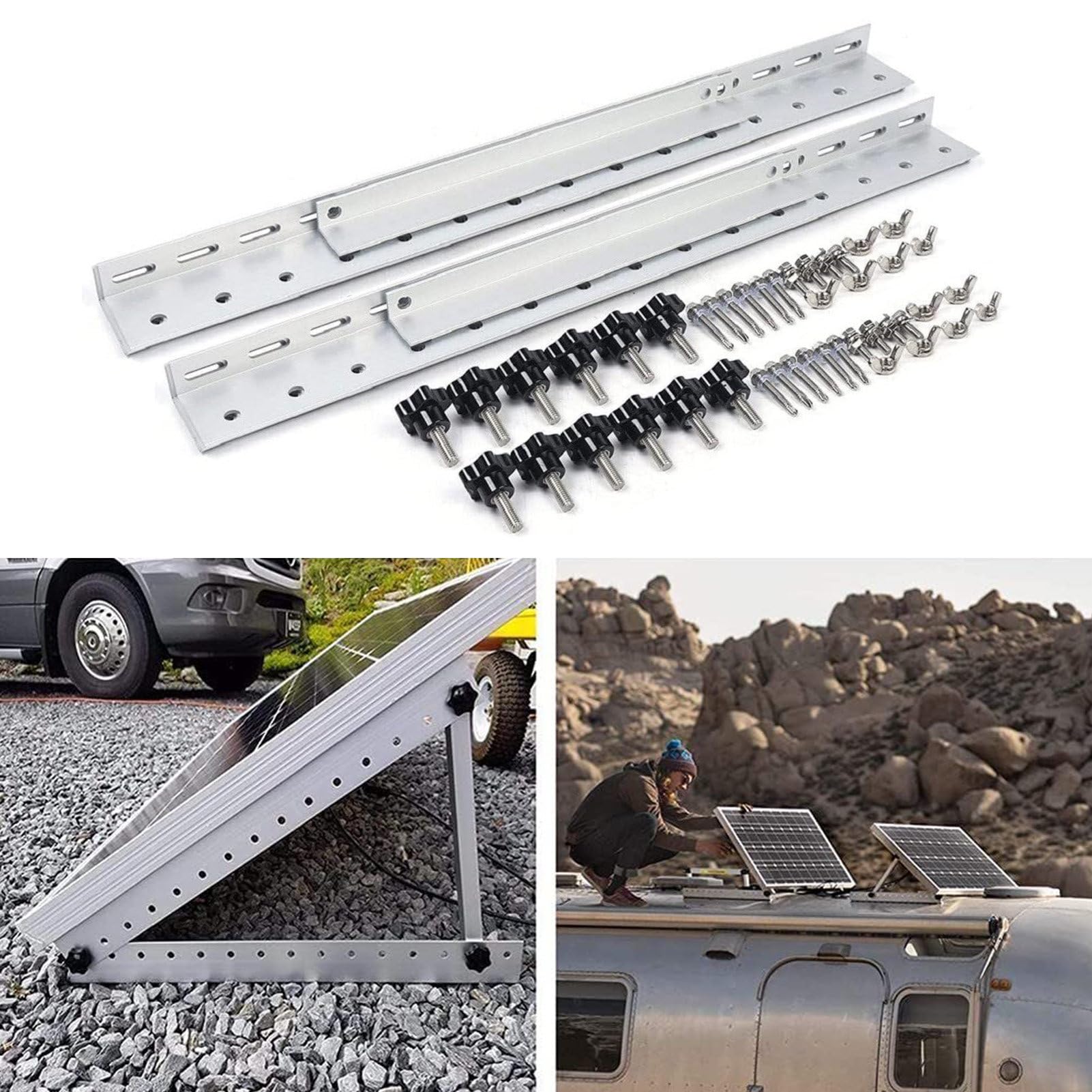 Staffa per pannello solare per moduli solari, staffe di montaggio per pannelli solari, lega di alluminio/angolo di supporto regolabile, kit di montaggio per supporto fotovoltaico per casa collegata a