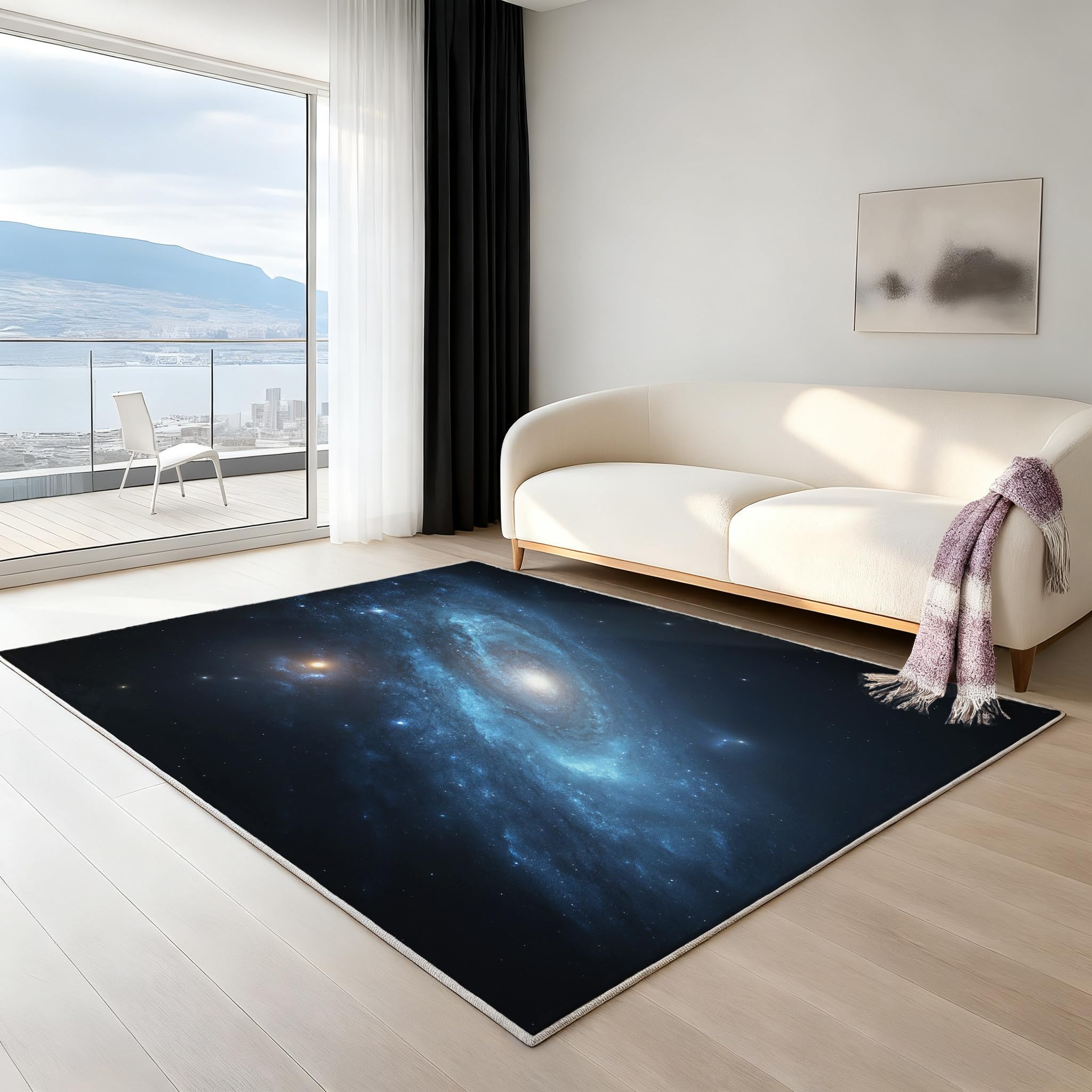 Generico Dywan 140 x 200 cm Królewski Niebieski - Przestrzeń Mgławicy Galaktyka Elegancki i nowoczesny, miękki i nadający się do prania dywanik do salonu sypialni, przytulne wnętrze dywaniki