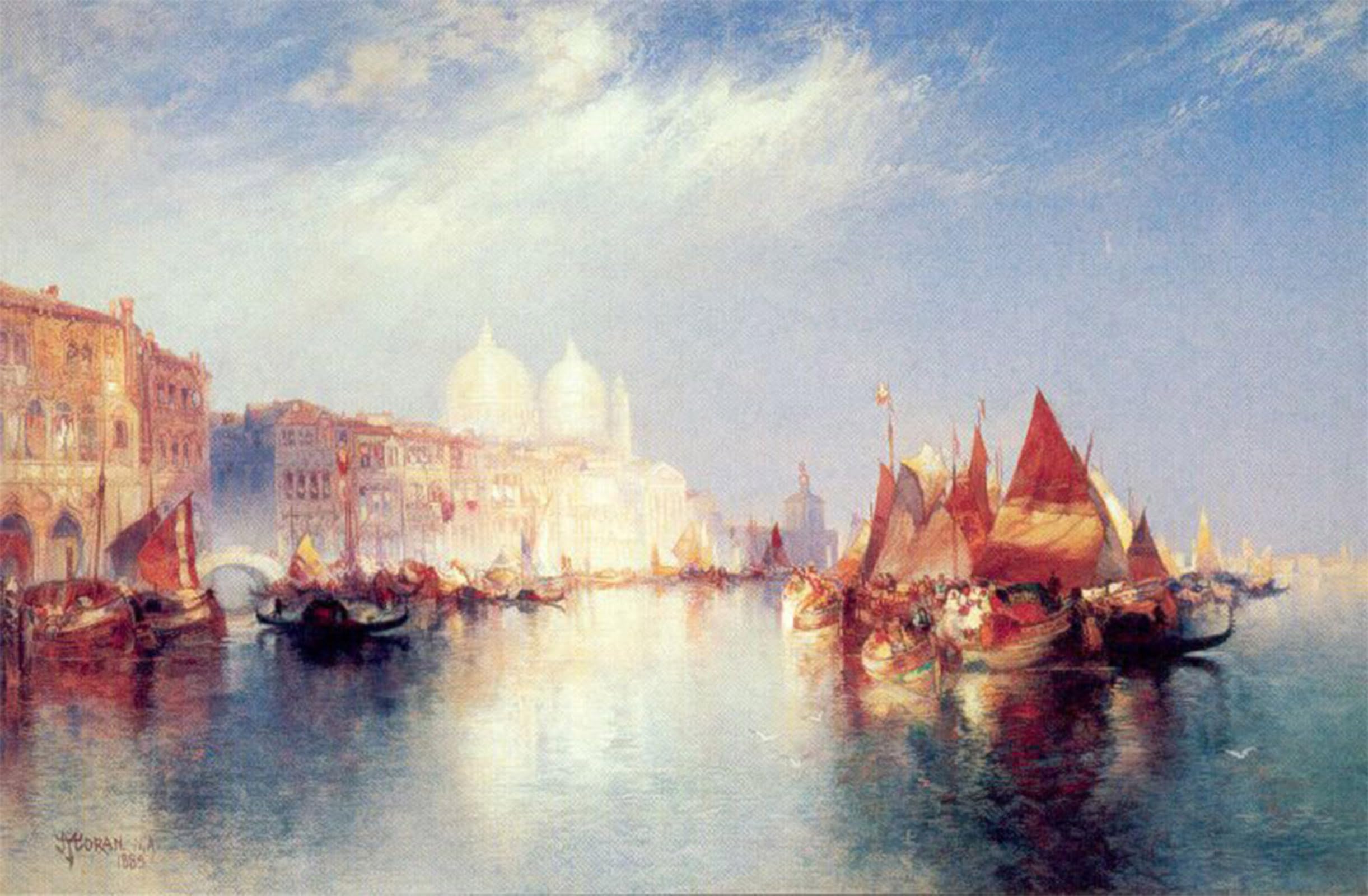RZHRHJES Vintage Wall Art Picture on Canvas Wall Art Poster The Grand Canal Moran Canvas Poster for Home Decor 60x90cm
