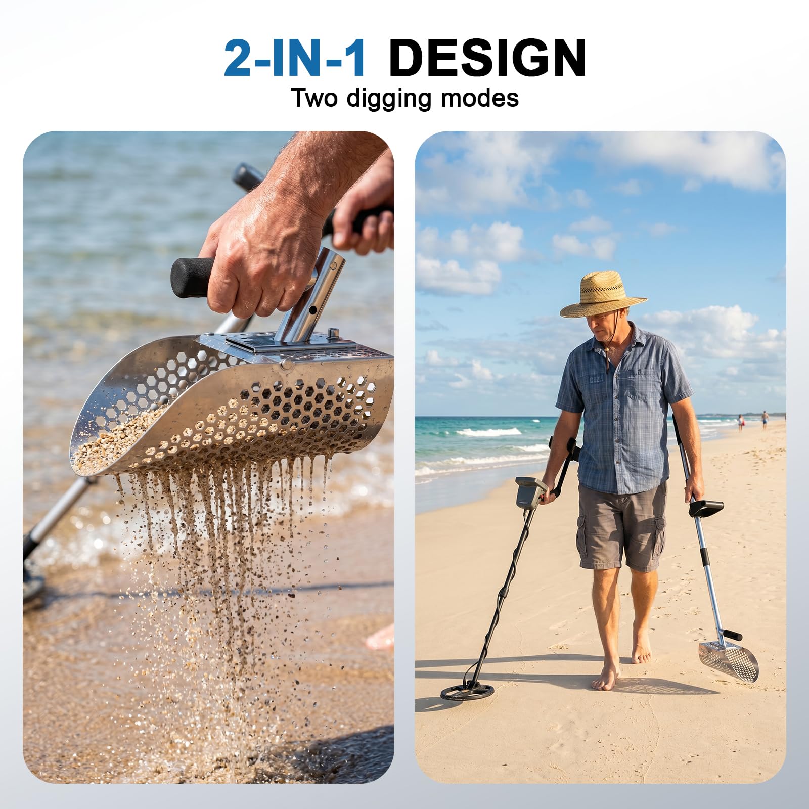 Pelle à sable à long manche, pelle de plage en acier inoxydable pour détection de métaux et chasse au trésor avec design antirouille Pelle à sable à long manche, pelle de plage en acier inoxydable pour détection de métaux et chasse au trésor avec design antirouille