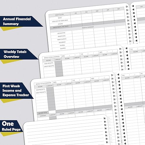 Miniatura 6 de Libro de registro de ingresos y gastos, libro de registro de contabilidad, contabilidad y contabilidad, 9 x 11 pulgadas, libro de contabilidad para