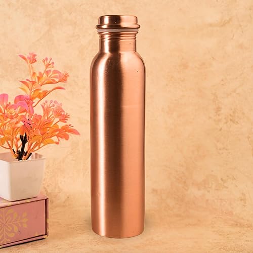 Vista 11 de Botella de agua de cobre puro de 34 onzas – Recipiente de cobre ayurvédico a prueba de fugas hecho a mano para agua potable – sin BPA, salud