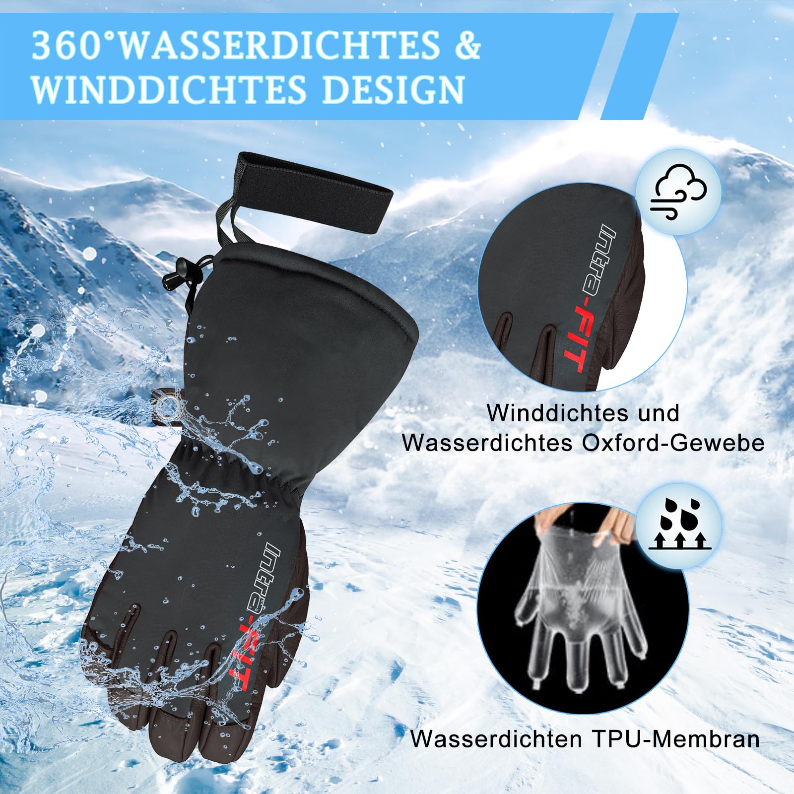 Guantes de esquí de invierno, impermeables, cálidos, resistentes al viento, guantes para hombre y mujer, para esquí, snowboard, escalada en hielo, pala de nieve, camping, deportes de
