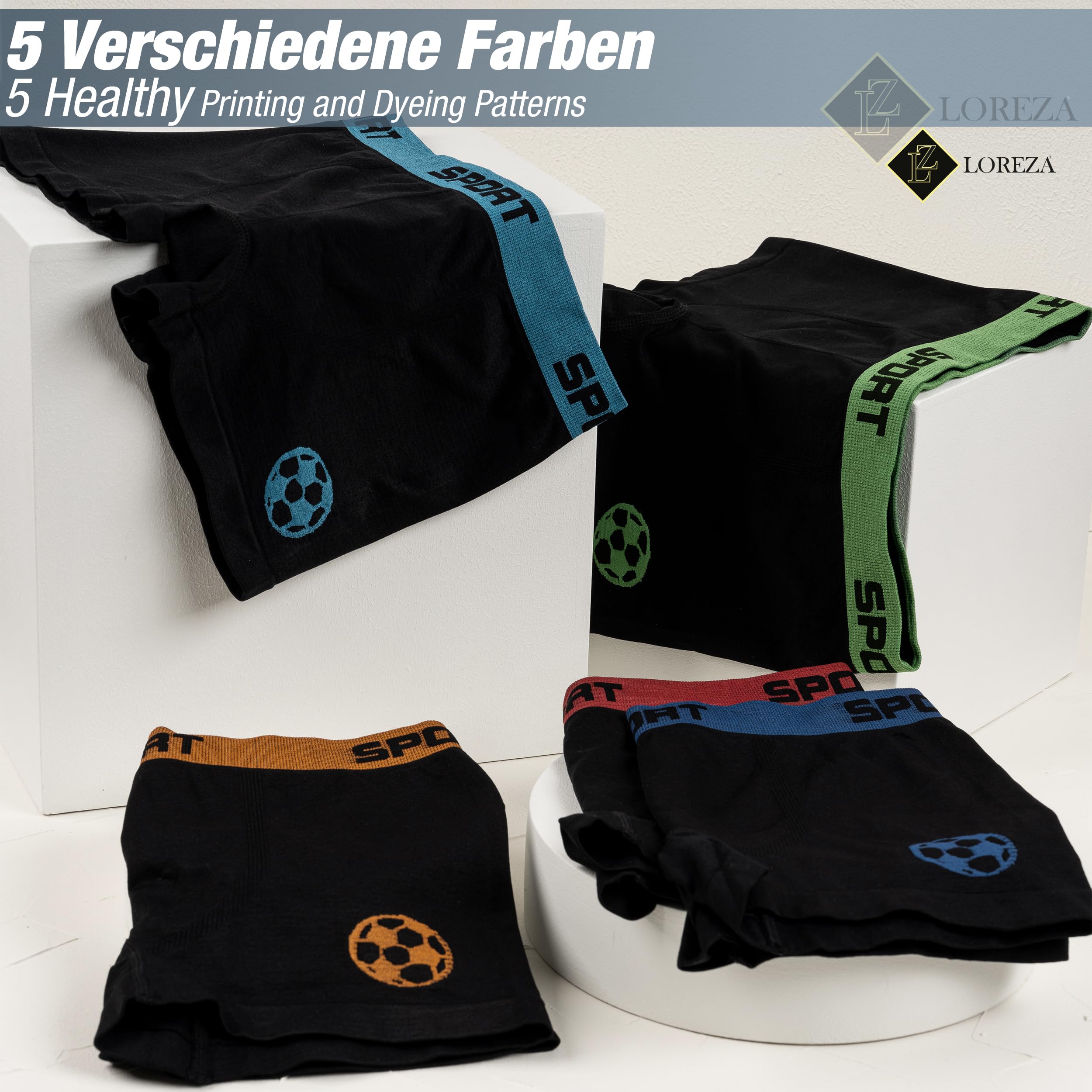 LOREZA ® 10 Garçons Boxers en Microfibre sous-vêtements Caleçons sans Couture 10-16 Ans