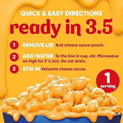 Miniatura 8 de Velveeta Shells & Cheese Original - Taza de macarrones con queso para microondas (taza de 2.39 onzas)