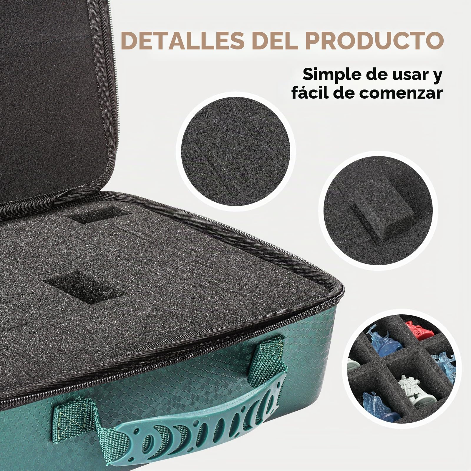 RPG Bolsa de Viaje Compatible con miniaturas de Dungeons and Dragons y 40K Wargames, Maletín de Transporte para Miniaturas, Verde