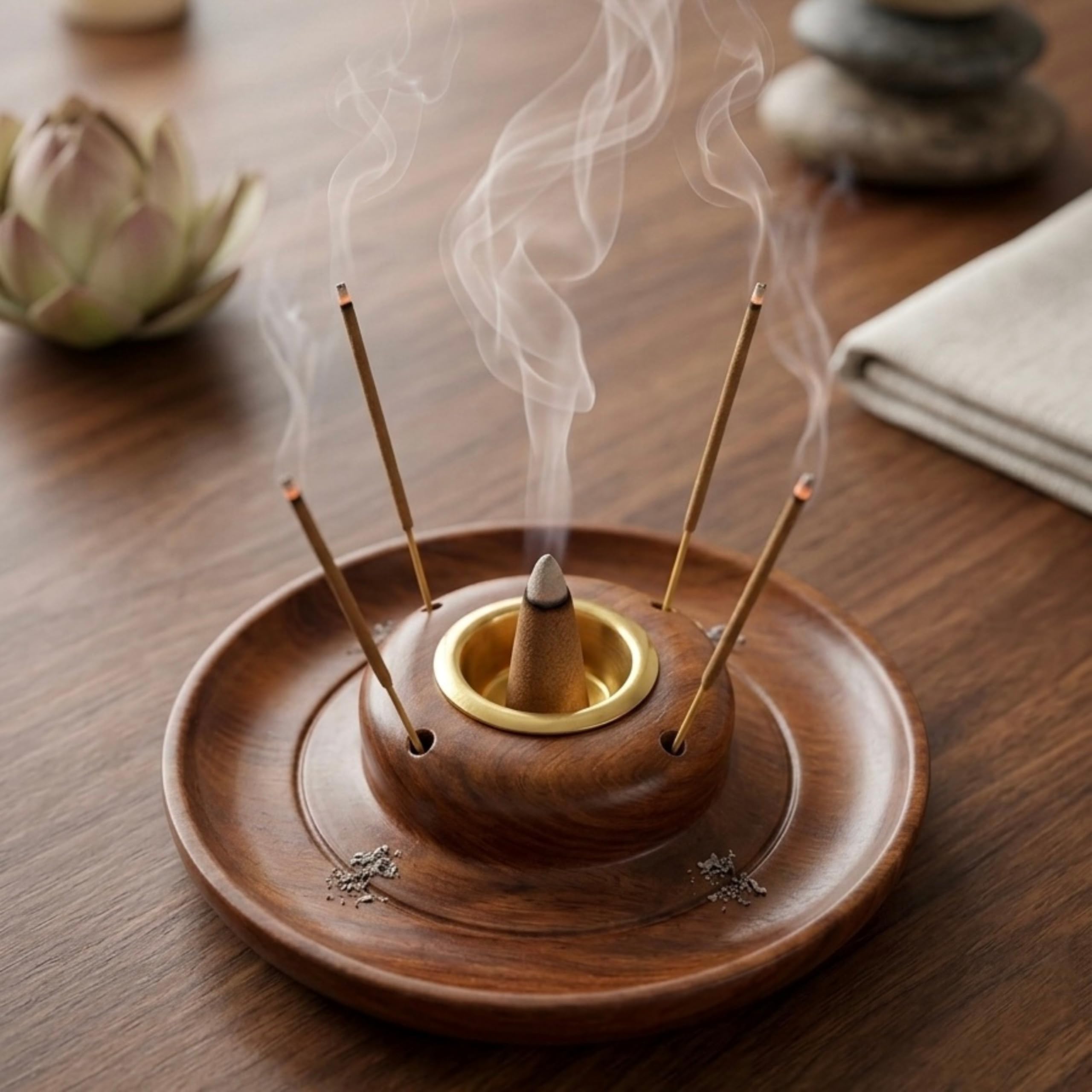 Incense Holder, Brown, for Incense Sticks Wooden Incense Box Hoder Stand | Wooden Agarbatti Stand with ash Catcher for Home Office | Incense Sticks Holder (Medium)-image-7
