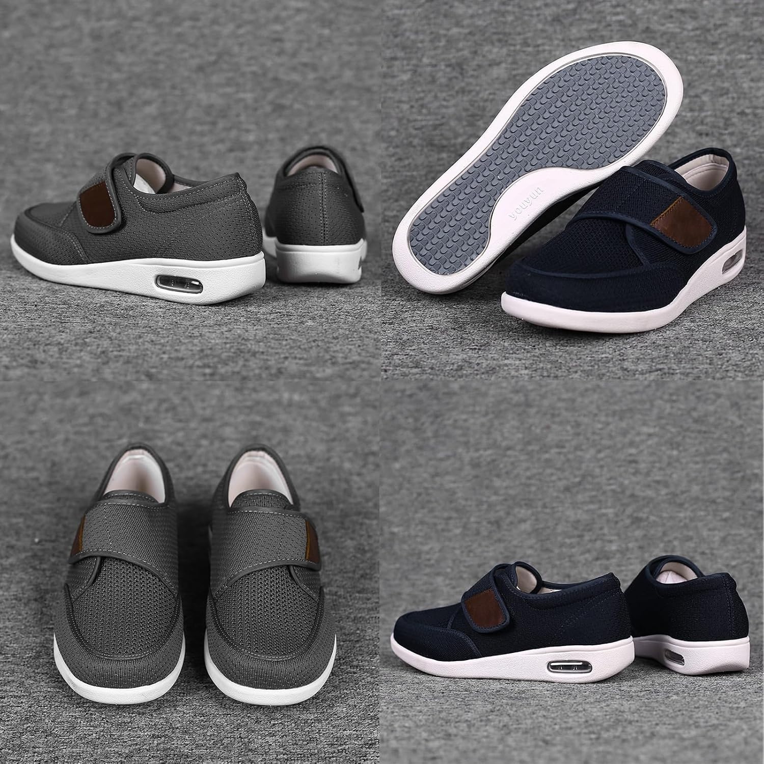 Extra Wide Men's Diabetic Shoes, Lightweight and Easy to Put on and take Off Suitable for Elderly People Suffering from Foot Pain Neuropathy(Black,11.5US)