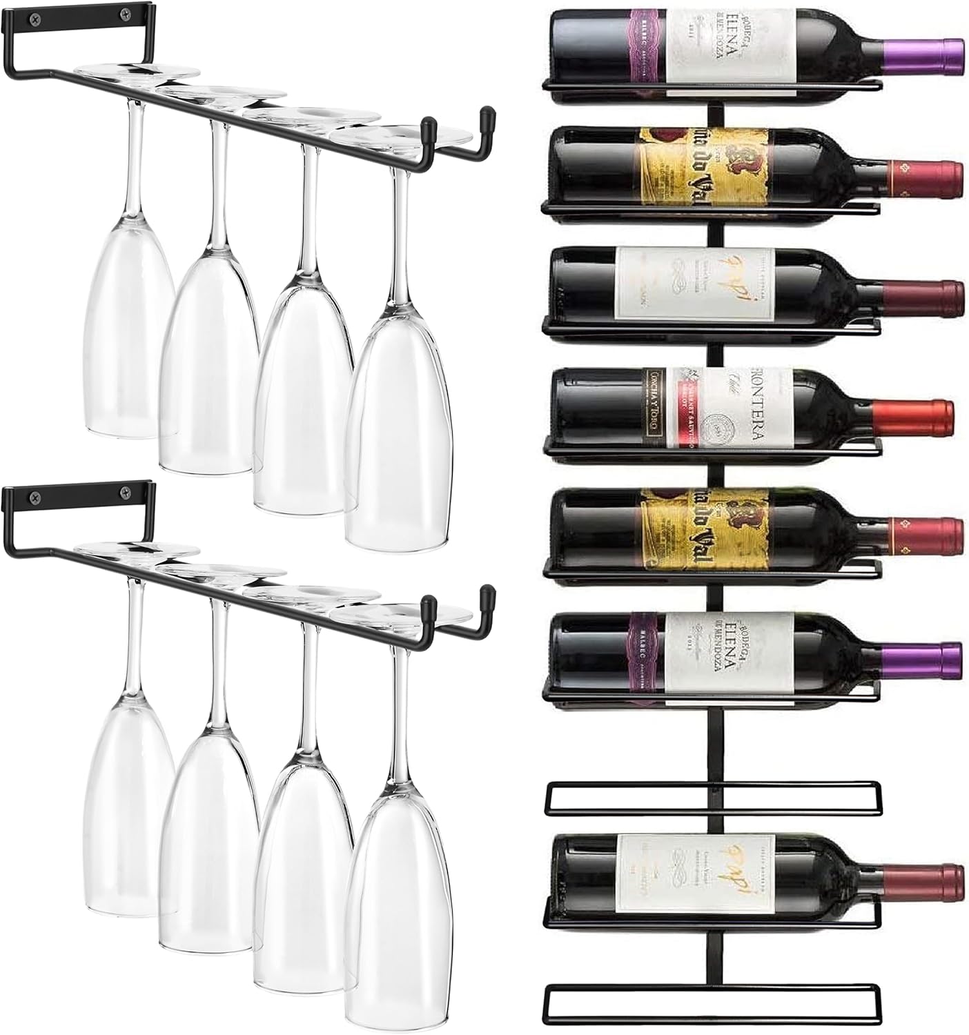 Sorbus Wall Mount Wine Rack + Under Wine Glass