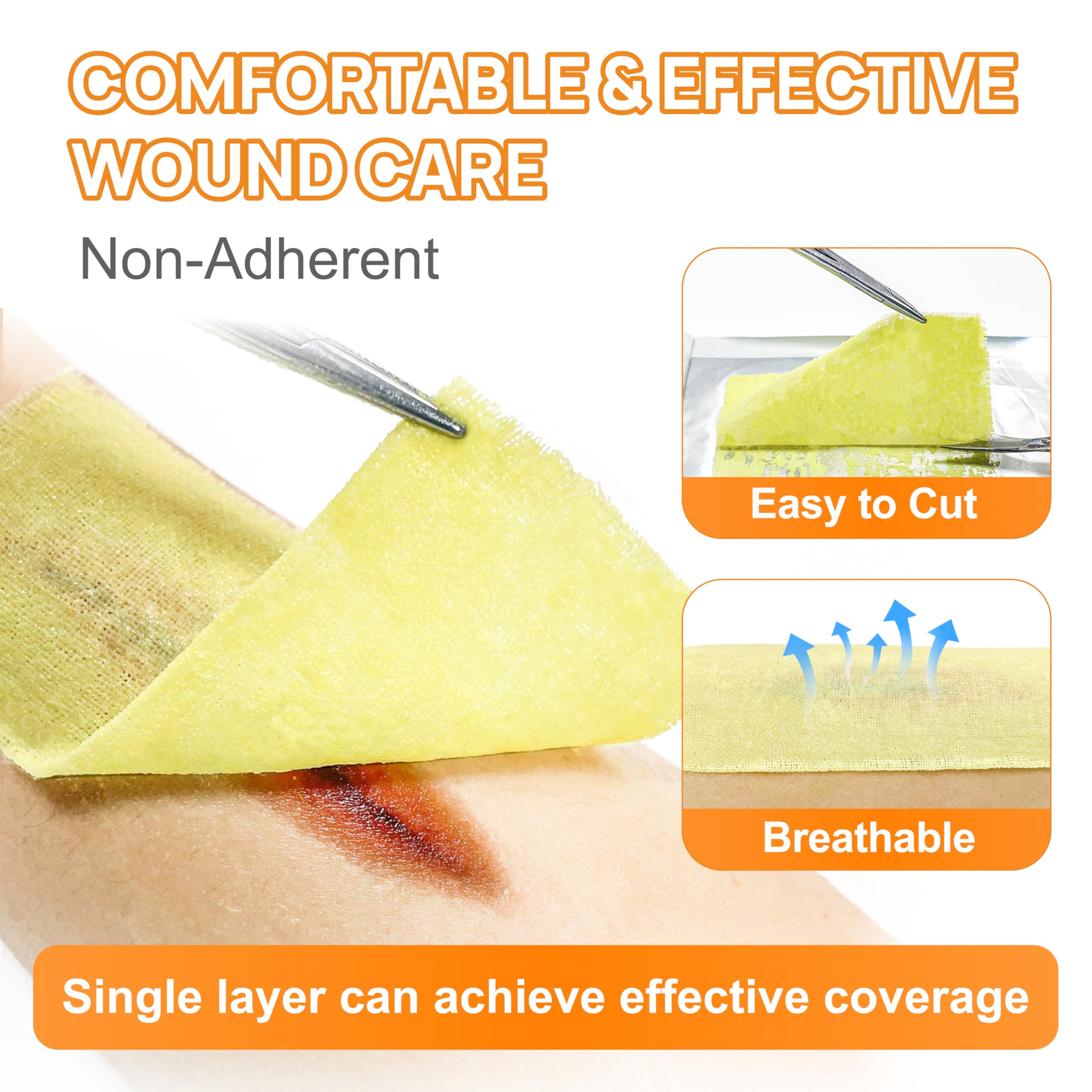 Carbou 7 Pack Xeroform Petrolatum Dressing 4"x4", Soft Non Stick Gauze Pads — Amazon image 3