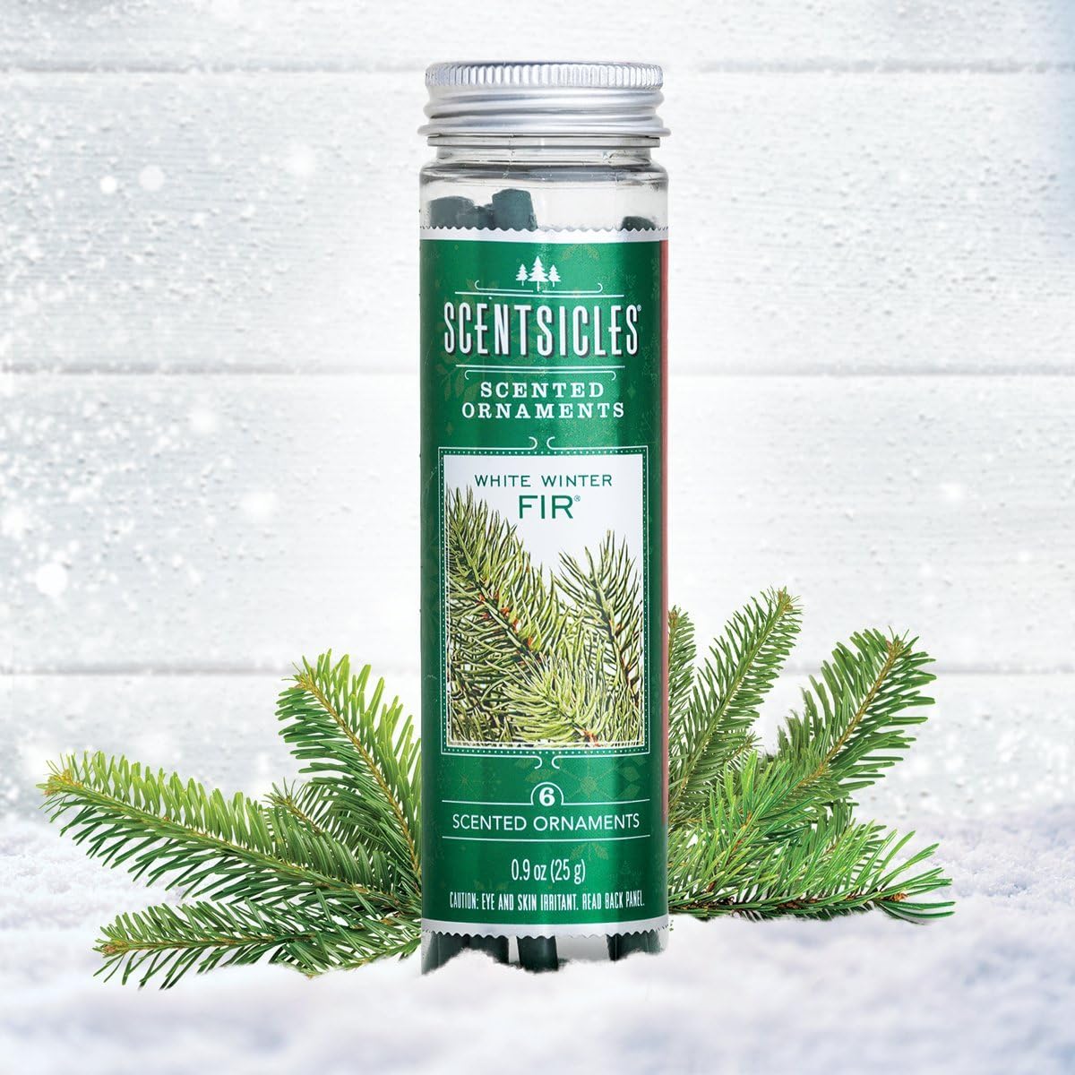 White Winter Fir, 1 Bottle of 6 Scented Ornament for Christmas