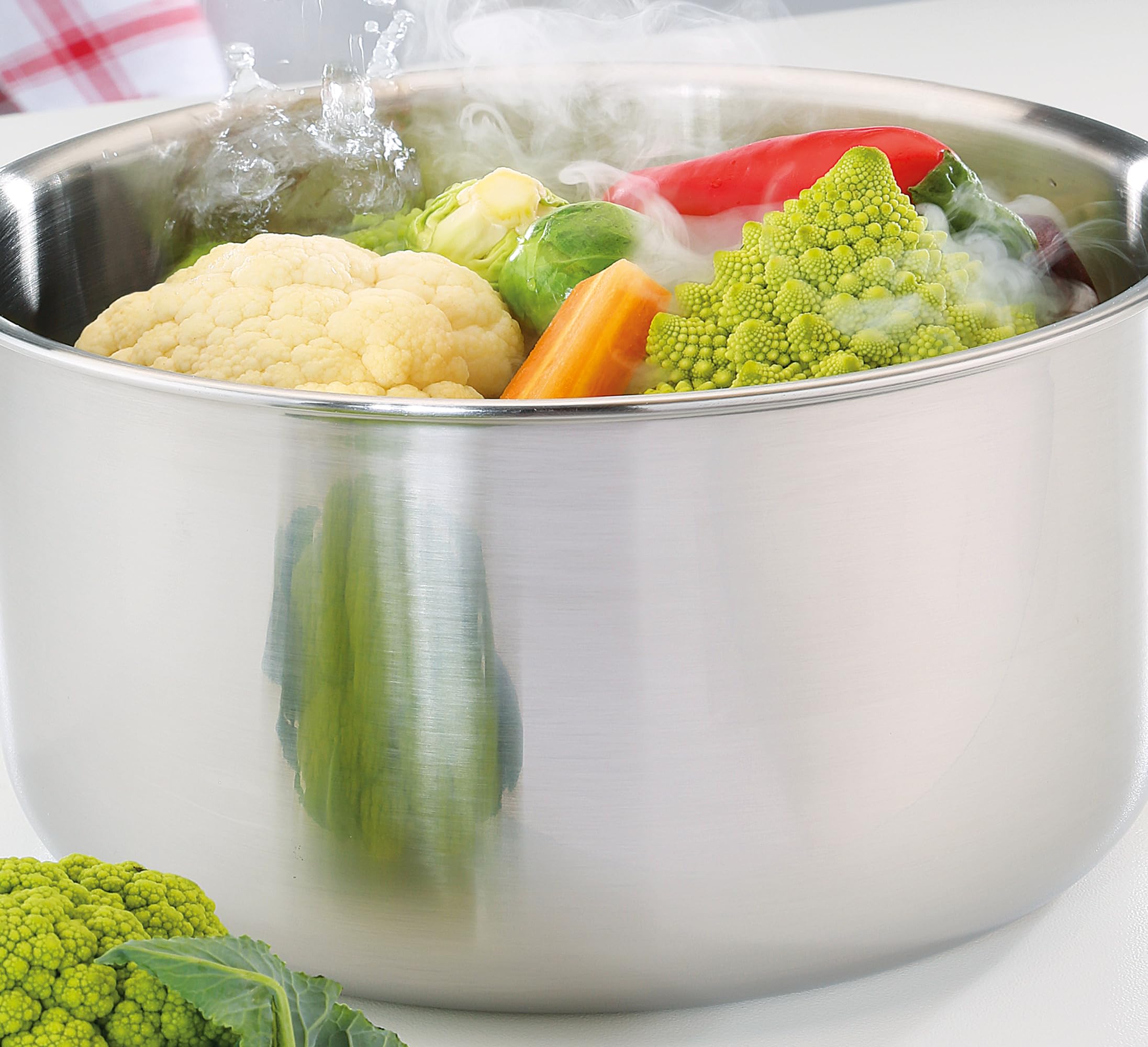 Spring GOURMET rondel Ø 16 cm, 1,4 l, stal nierdzewna, nadaje się do kuchenek indukcyjnych, nadaje się do piekarników/mycia w zmywarce, materiał wielowarstwowy, rdzeń aluminiowy, skala wewnętrzna
