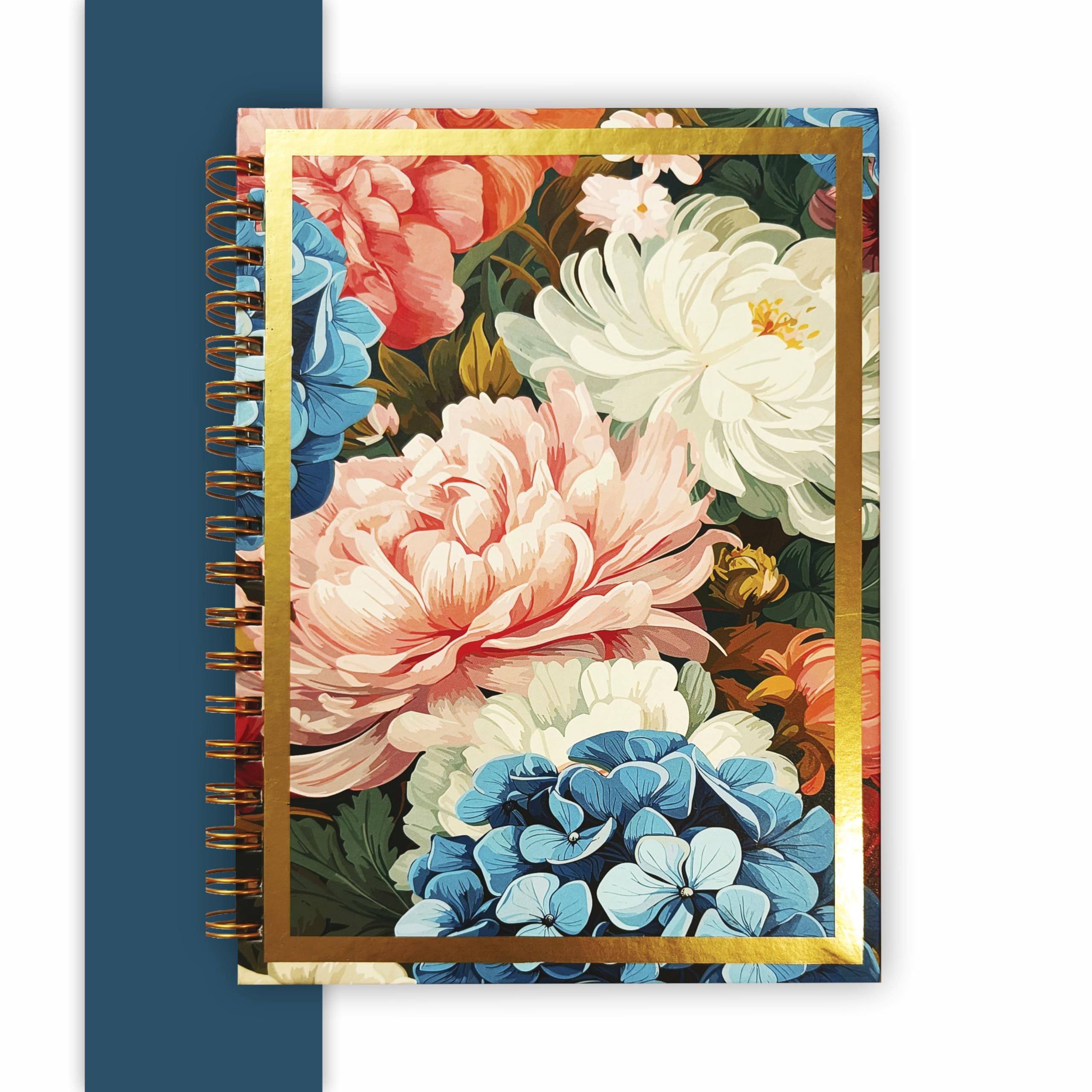 VESTTA -ELEGANCE REDEFINED, B5, Hard Bound Notebook Diary, 7(L) X 9.75 (H) Inches, Matt Lamination, Gold Wiro Binding, Undated, 90 GSM paper, 192 Ruled Pages (Vintage Botanical Floral Series4)