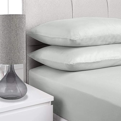 Miniatura 2 de GULLIVER Sábana de algodón tamaño Queen en color gris 1 pieza se adapta a bolsillos de colchón de hasta 15 pulgadas de profundidad transpirable y