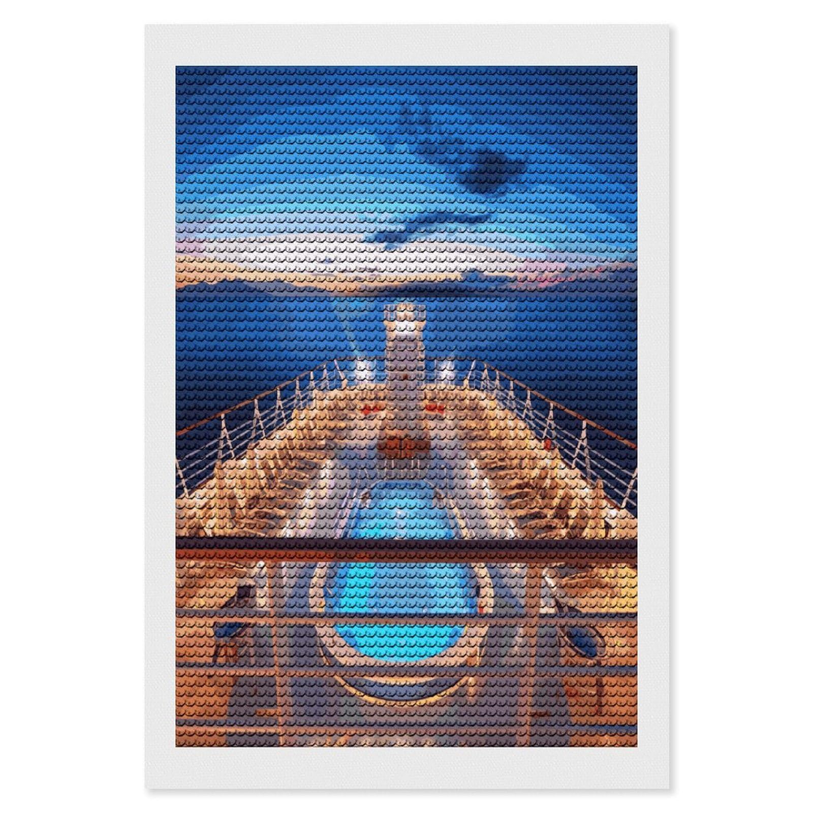 Pool Party Cruise Ship Diamond Painting Kits for Beginners DIY Diamond Art Kits for Adults Full Drill Round Diamond Dot Gem Art Painting Fun DIY Crafts for Home Kitchen Wall Decor Gift 8"x12"