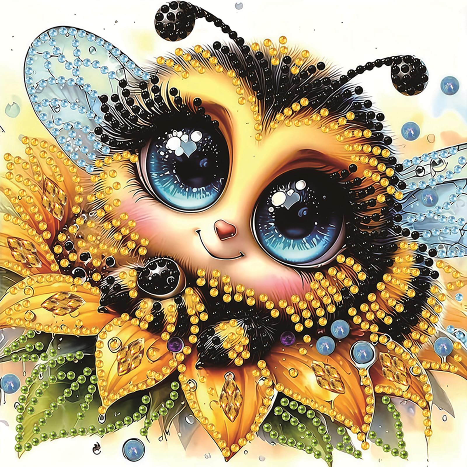 POETRYDRAW Animals Sunflower Bee Special Shaped 5D DIY Partial Drill Diamond Art Gem Art Kits for Adults Beginners Home Decor Diamonds Paintings Gem Art 11.81 X11.81inch (Sunflower)