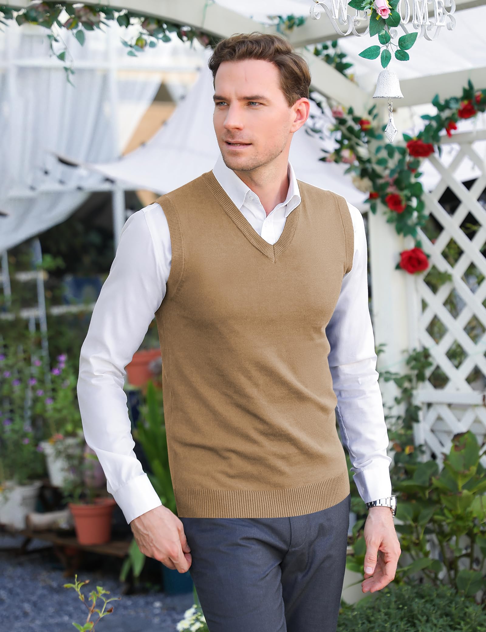 iClosam Gilet Maglione da Uomo Inverno Gilet V-Collo Cotone Casual Pullover Smanicato Maglia Sweater Felpa Men