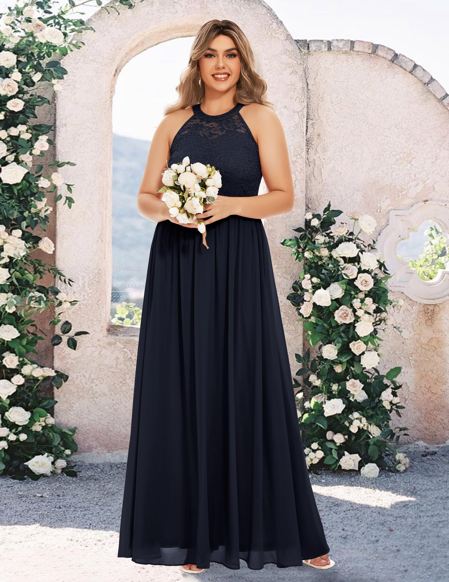 Wedtrend Vestido Largo de Dama de Honor Vestido Boda Fiesta Encaje y Gasa Elegante