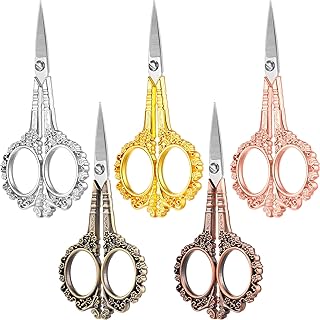 5 Pcs Vintage Embroidery Scissors Kit European Style Stainless Steel Plum Flower Pattern Needlework Tailor Craft Scissors for Embroidery Sewing Craft - Buy now
