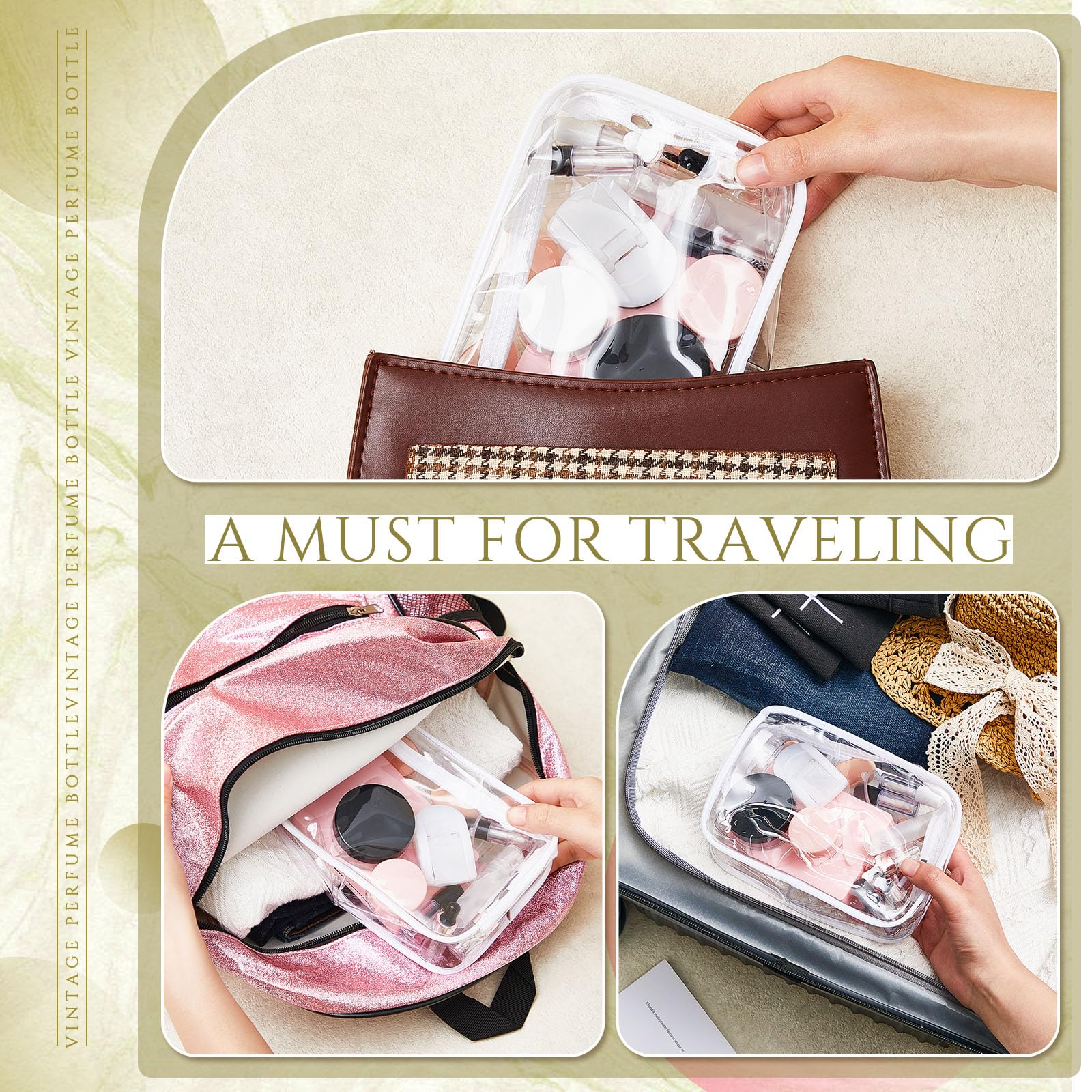 Maxdot Confezione da 20 contenitori da viaggio per il trucco, mini pennelli da trucco, kit di flaconi vuoti con spatole per le dita, a prova di perdite, accessori cosmetici ricaricabili per prodotti