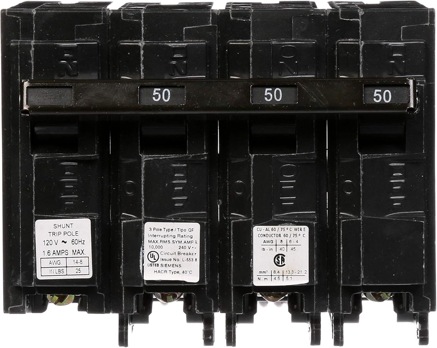 Siemens Q35000S01 240-Volt type MP-T 50-Amp Circuit Breaker with 120-Volt Shunt Trip Three pole