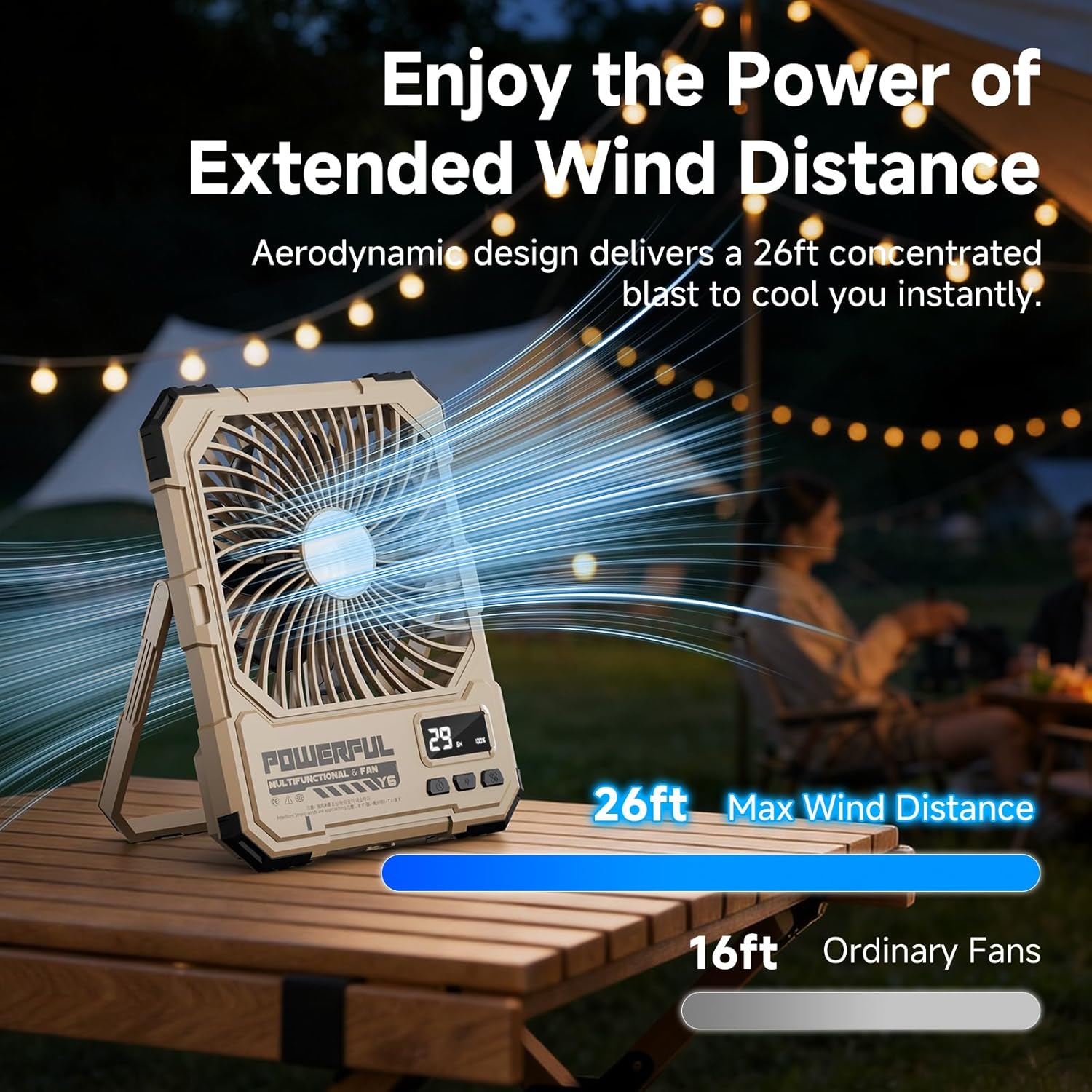 20000mAh Portable Travel Fan For Cruise, Ventilador Rechargeable Fan With Light,USB Rechargeable Camping Fan For Travel Tent (Khaki)