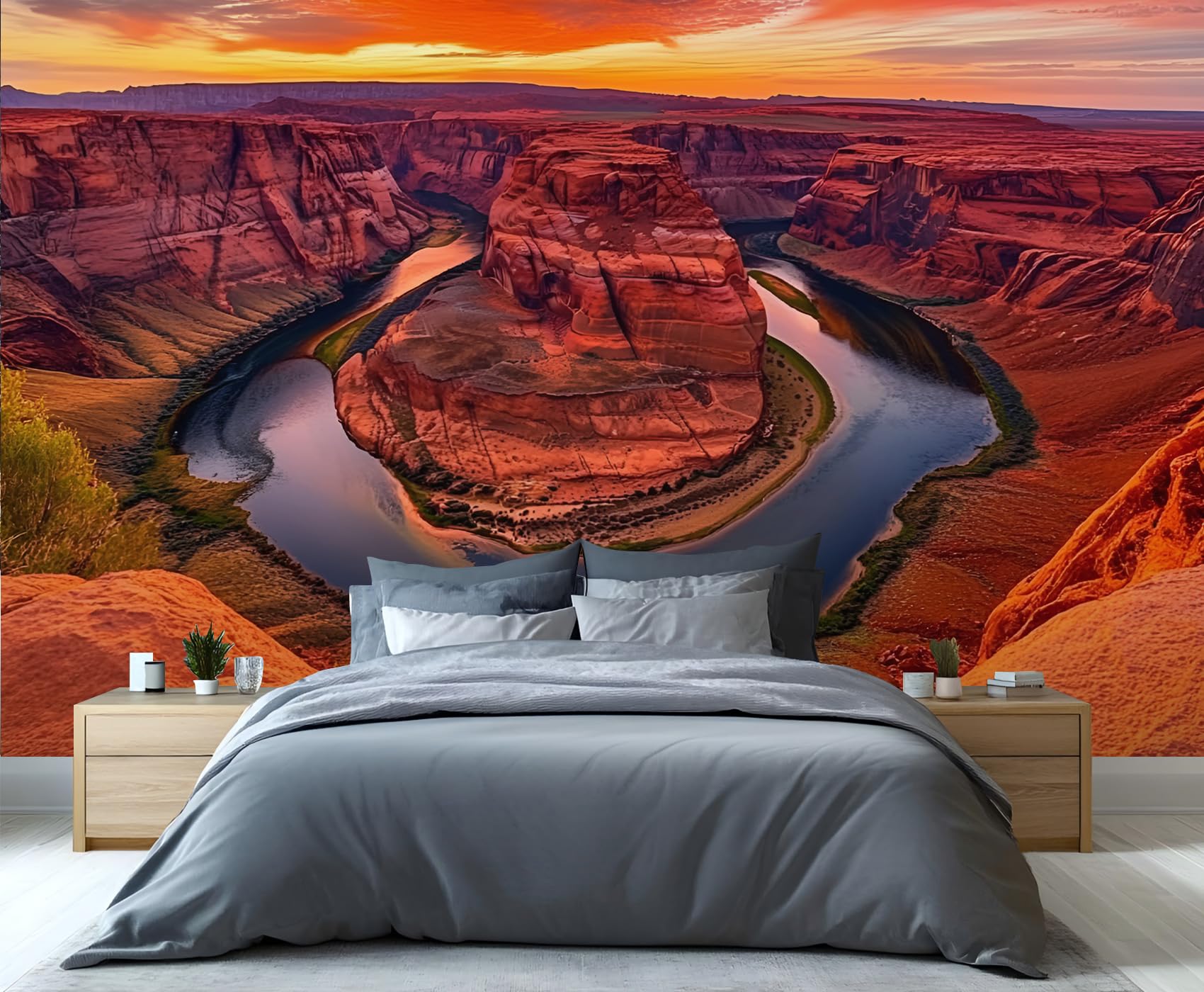 YXQAIED Grand Canyon Wallpaper, Sunset Bedroom Wall Paper, Not Self Adhesive National Park Wallpaper for Living Room, Natural Landscape Apartment Wall Murals & Room Decor, 366x254cm