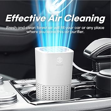 IMUNSEN M-003W True HEPA 13 Filter Air Purifier for Car, Desk, and Office with Carbon Deodorization Filter, 4-Stage Filtration, Smoke, Odors, Allergens, USB Port 5V, Made in Korea - White