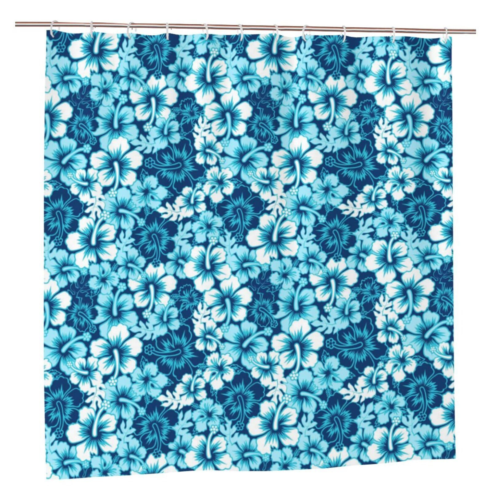Rideau de douche fleurs hawaïennes TOMPPY en polyester imperméable pour baignoire