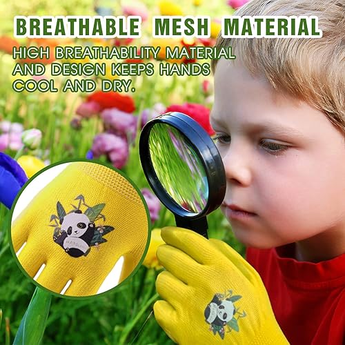 Miniatura 3 de Guantes de jardinería para niños de 3 a 13 años, guantes de jardín con revestimiento de goma de espuma.