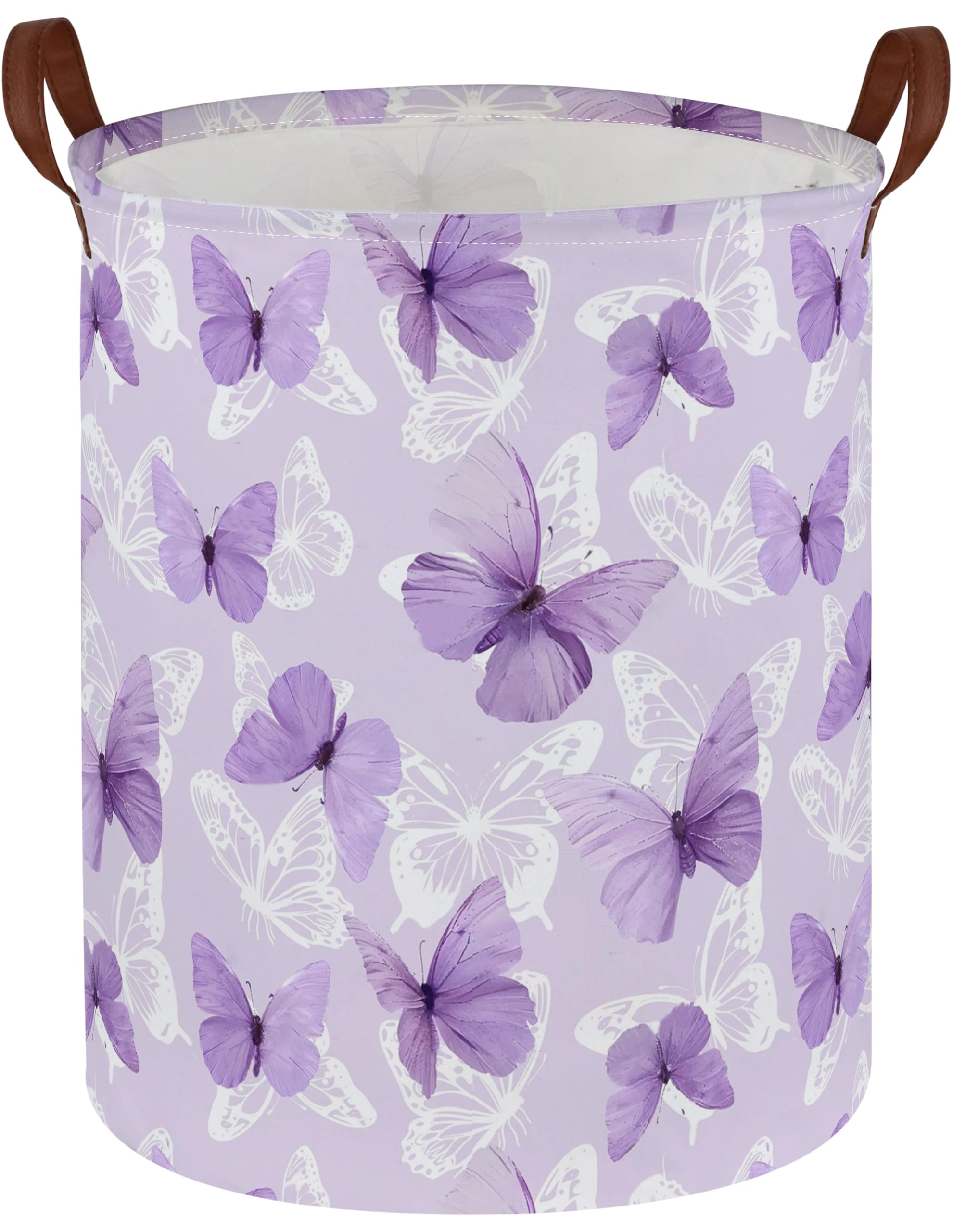 Kids Laundry Hamper,Butterfly Laundry Basket Collapsible Girls Storage Baskets for Home Decor,Office,Toy Organizer,(Purple Butterfly