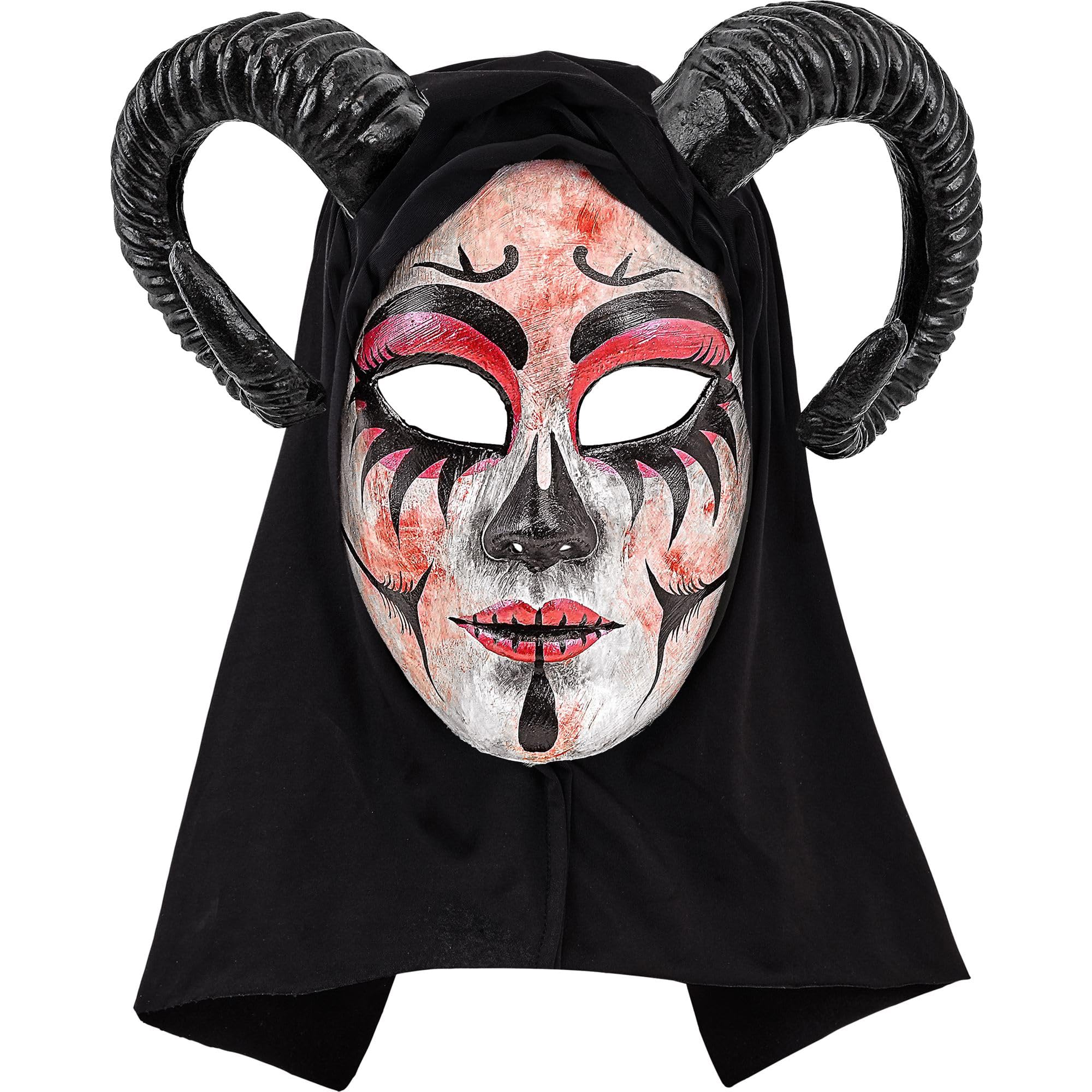 W WIDMANN MILANO Party Fashion - Scary Mask with Hood Adult Demon Costume Accessory Halloween
