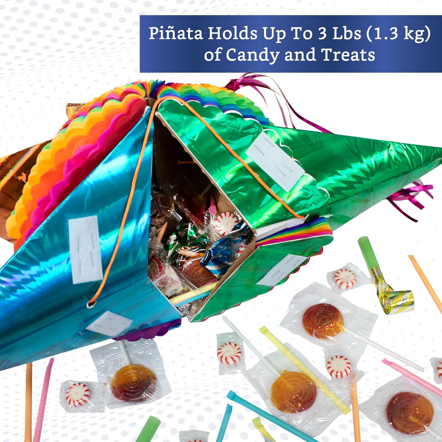 Mexican Piñata (Medium 26 in) - Rainbow Pinata - Authentic Handmade Foldable Large Pinata for Birthday Party - Piñatas para Cumpleaños - Fiesta Piniata - Cinco de Mayo Pinatas
