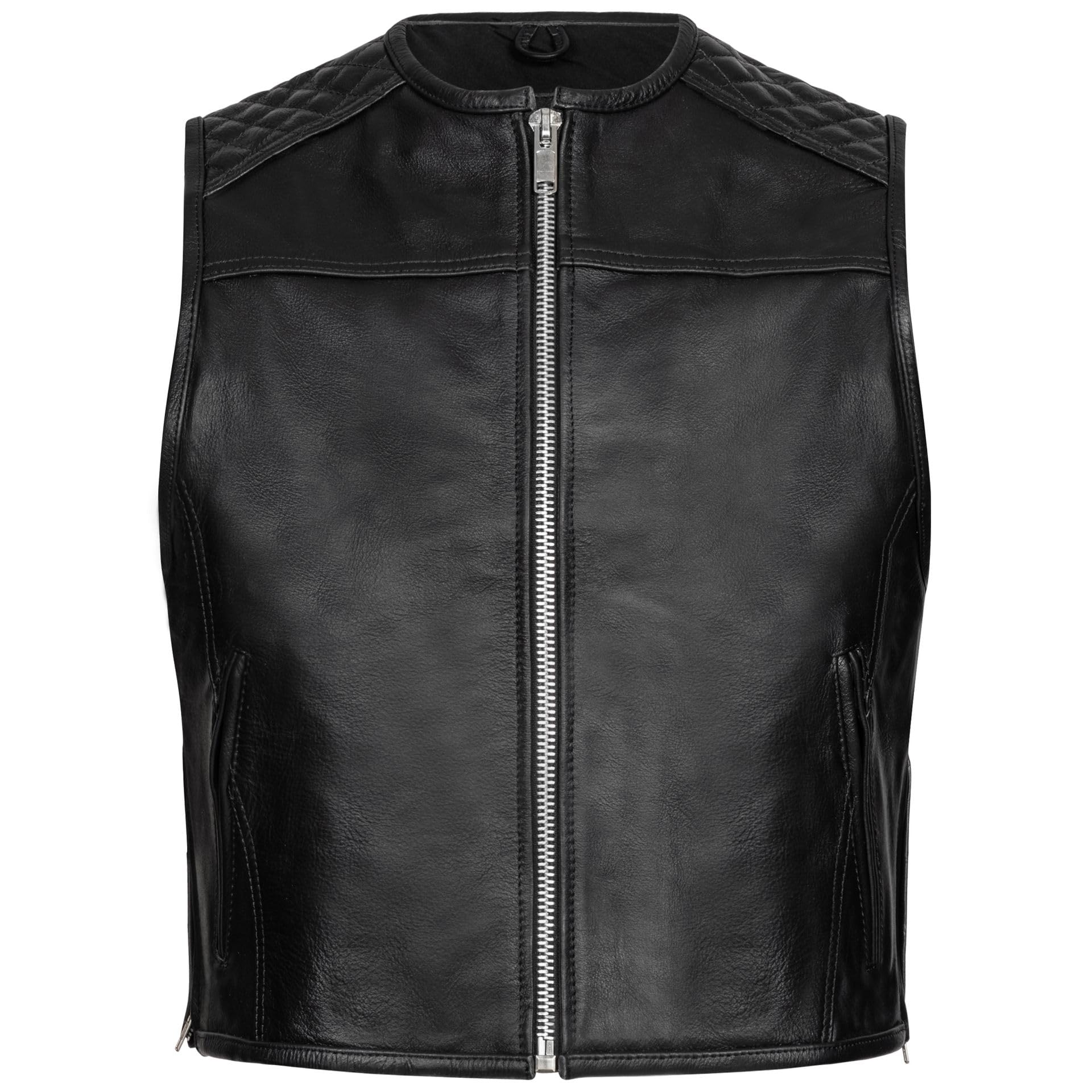 PAULGOS Lederweste Weste Kutte Leder Biker Rocker Motorrad Clubweste Bikerweste Motorradweste Schwarz BW9