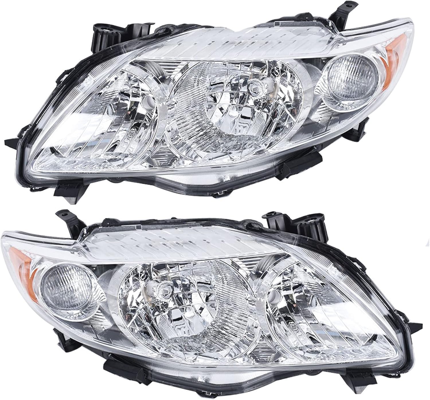 Silscvtt Headlights Front Head Lamps Replacement for Toyota Corolla 2009-2010 Chrome Projector Headlights Pair Left+Right Side (Passenger Driver Side)