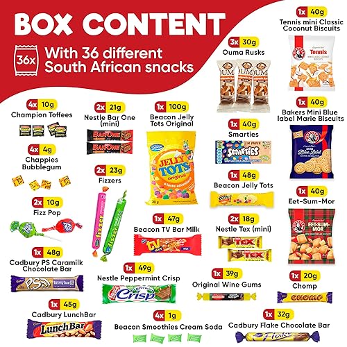 Miniatura 2 de Caja de comida sudafricana para aperitivos, dulces africanos, los mejores productos sudafricanos con chips Ouma Rusks Simba Chips Paquete de cuidado