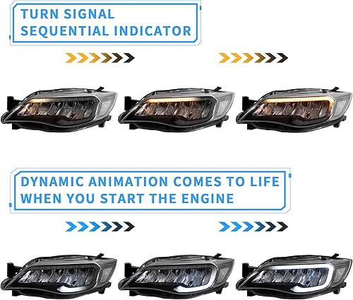 Miniatura 3 de VLAND Faros delanteros LED compatibles con Impreza WRX STI 2008-2014 (no compatible con modelos con AFSSRH) con cuenco reflectante con Switchback