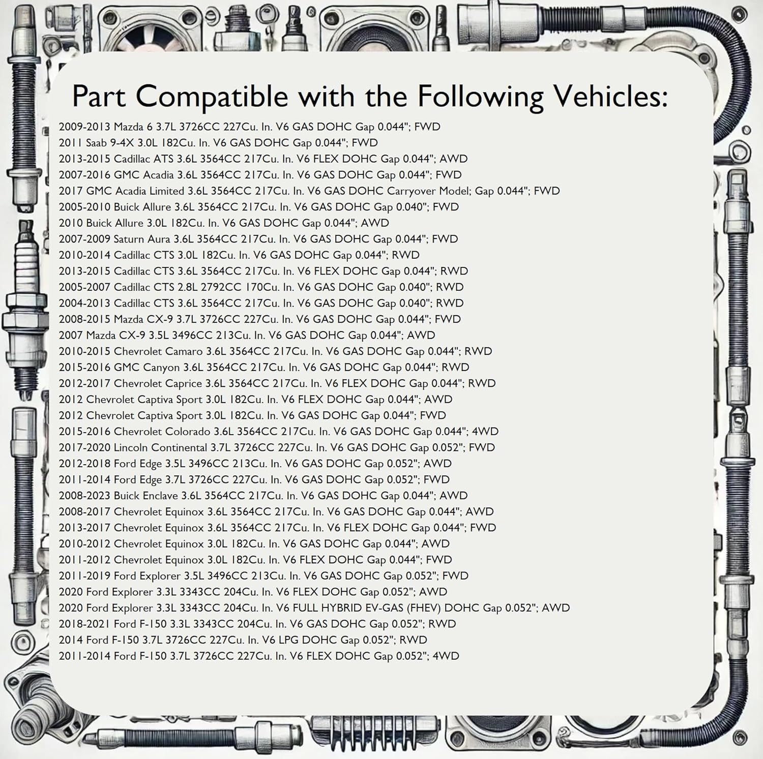 DRAGON FIRE PERFORMANCE Set of 6 IRIDIUM Spark Plugs Compatible with 2008-2023 F-150 Edge Transit Connect Colorado Equinox GMC Acadia Terrain Vue CX-9 MKX Allure Enclave 3.5L 3.6 V6 OEM Fit DFSP1012x6