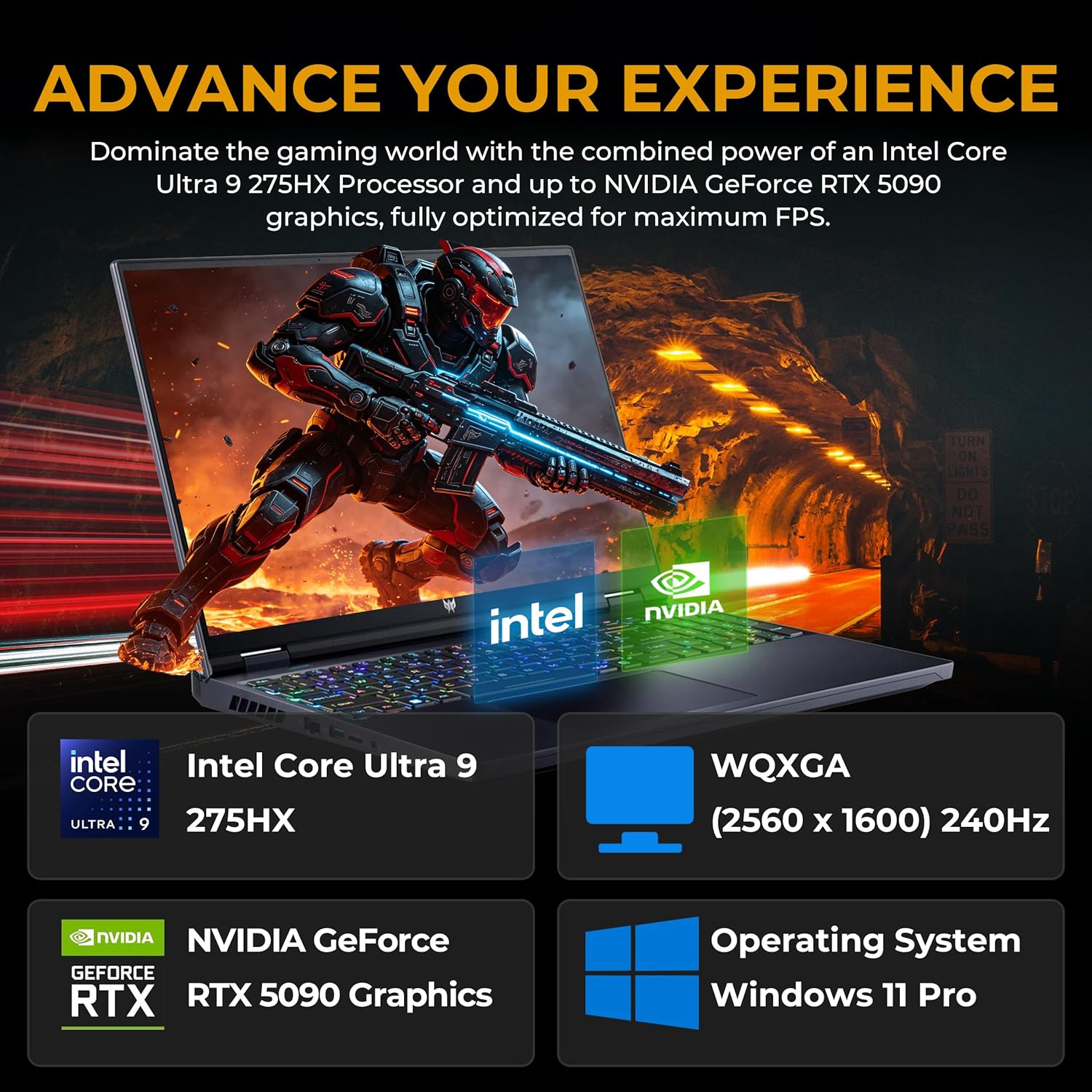 acer Predator 16 AI 16" WQXGA Gaming Laptop, Intel Core Ultra 9-275HX, Geforce RTX 5090, 64GB RAM, 5TB Storage(4TB SSD&1TB Docking Station Set), Per-Key RGB Keyboard, Wi-Fi 7, Win 11 Pro, Black