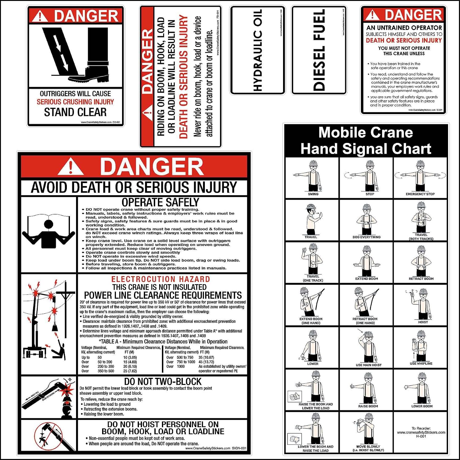 Boom Truck Safety Sticker Kit