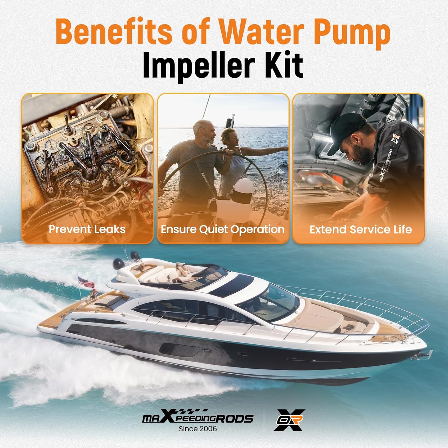 maXpeedingrods Water Pump Impeller Kit for Yamaha outboard 4 Stroke 2 Stroke 150 HP 175 HP 200 HP 225 HP 250 HP Replacement 61A-W0078-01-00 61A-W0078-A2-00